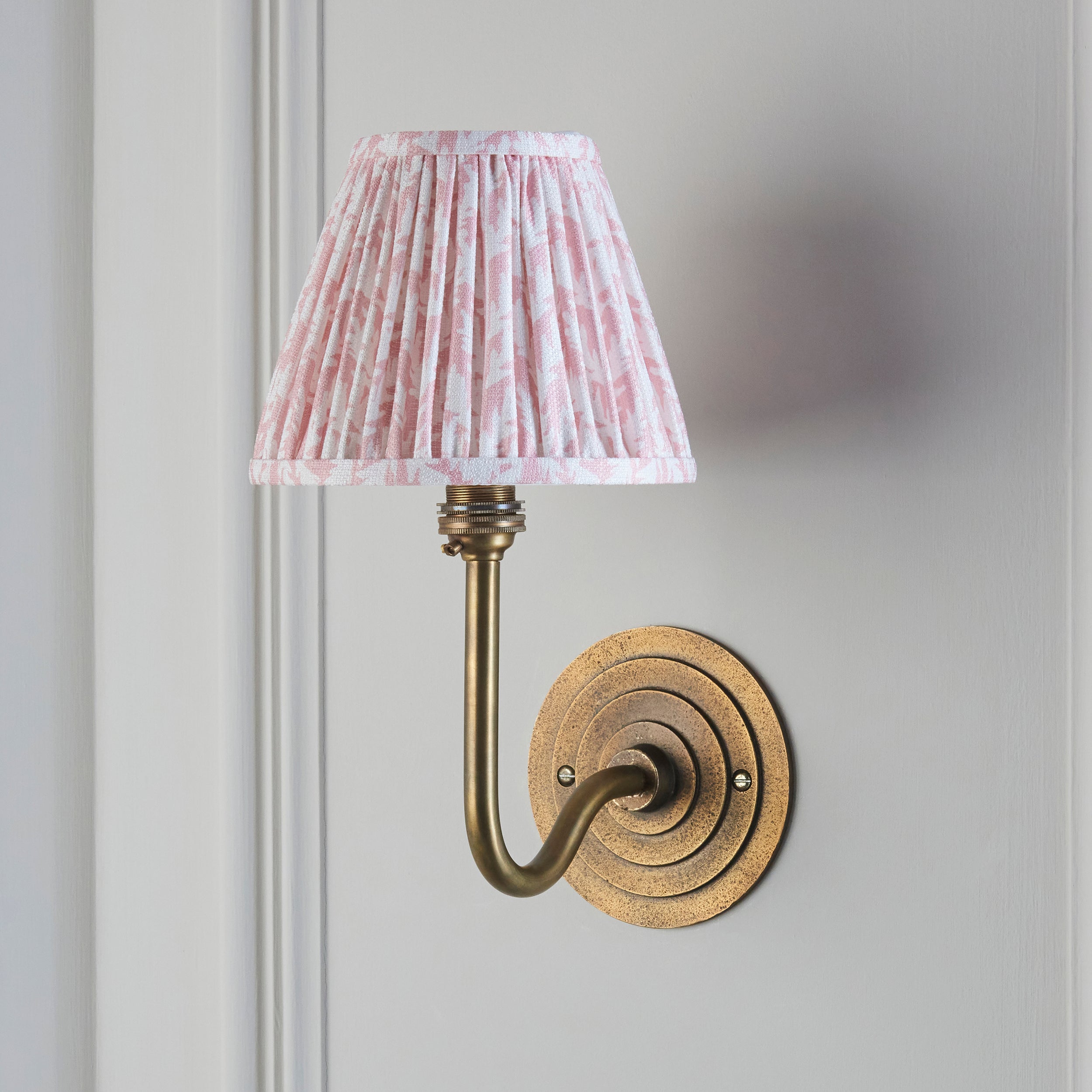 Halo Swan Brass Wall Light & Peachy Keen Leaf 16cm Shade