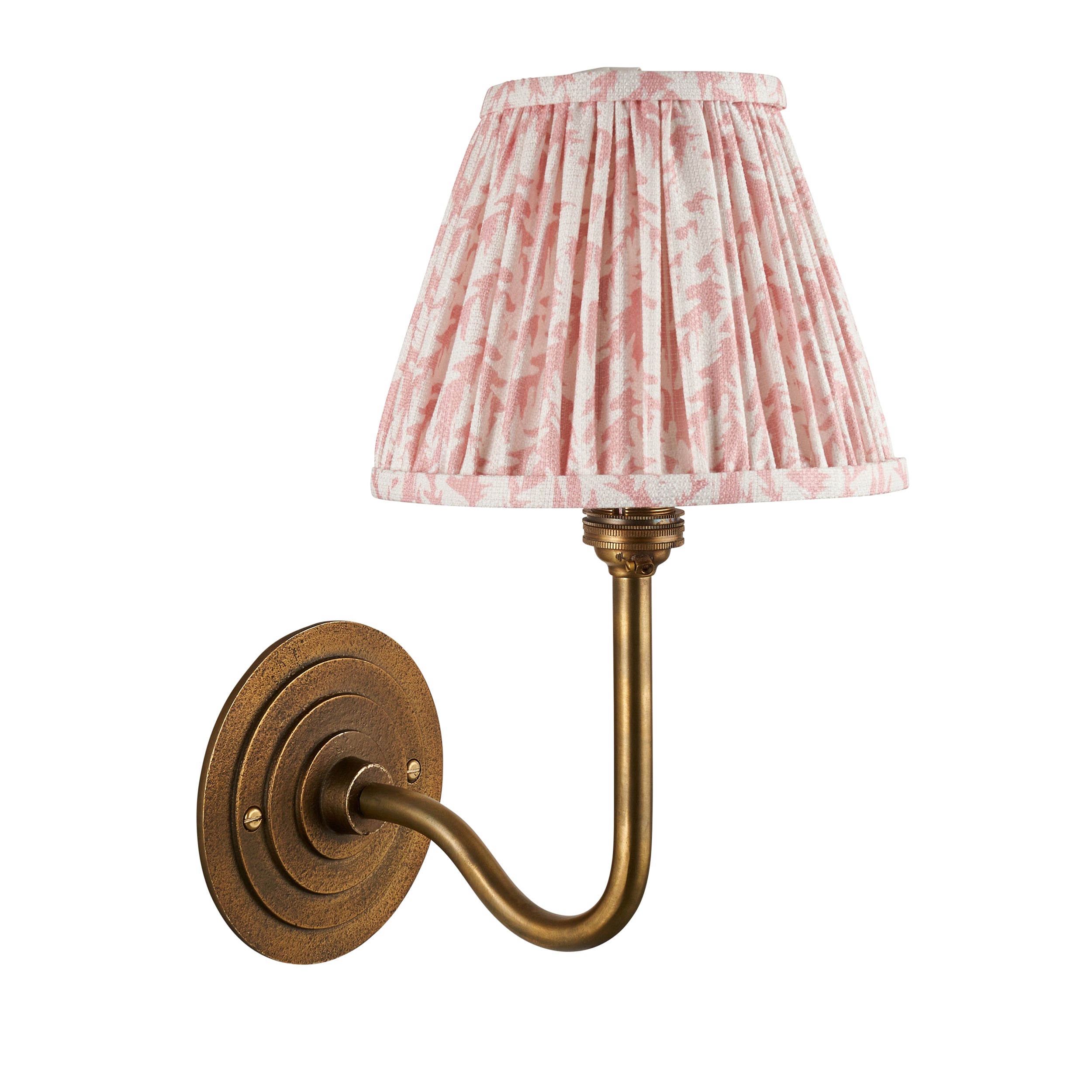 Halo Swan Brass Wall Light & Peachy Keen Leaf 16cm Shade