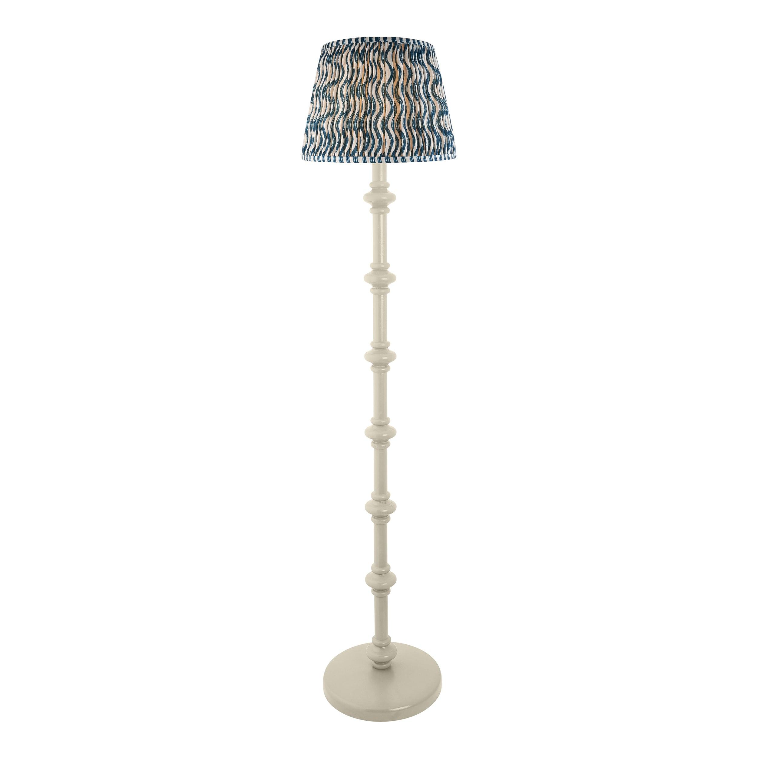 Carnaby White Floor Lamp & Ripple 35cm Marlin Blue Shade