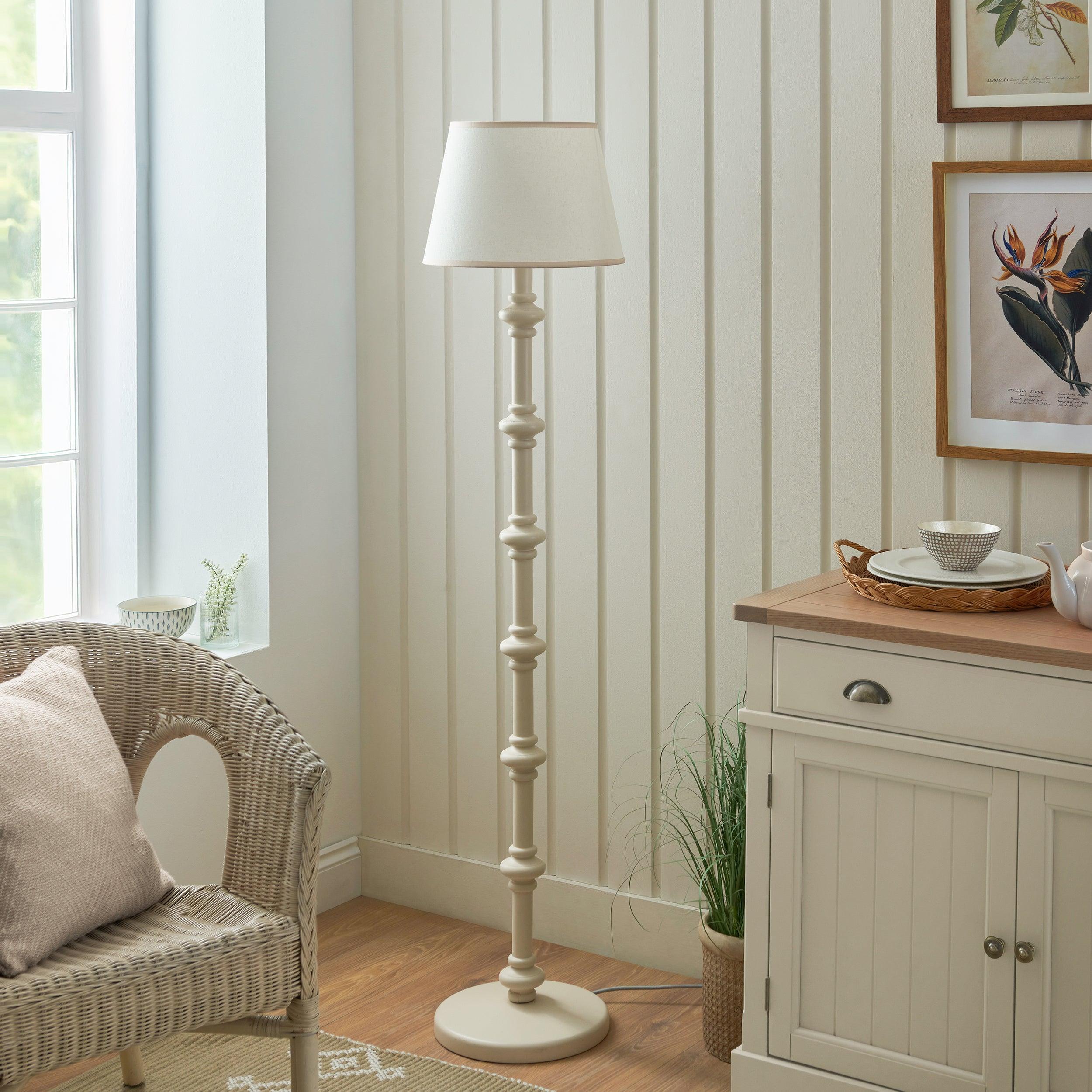 Carnaby White Floor Lamp & Ivy 35cm Vintage White Shade
