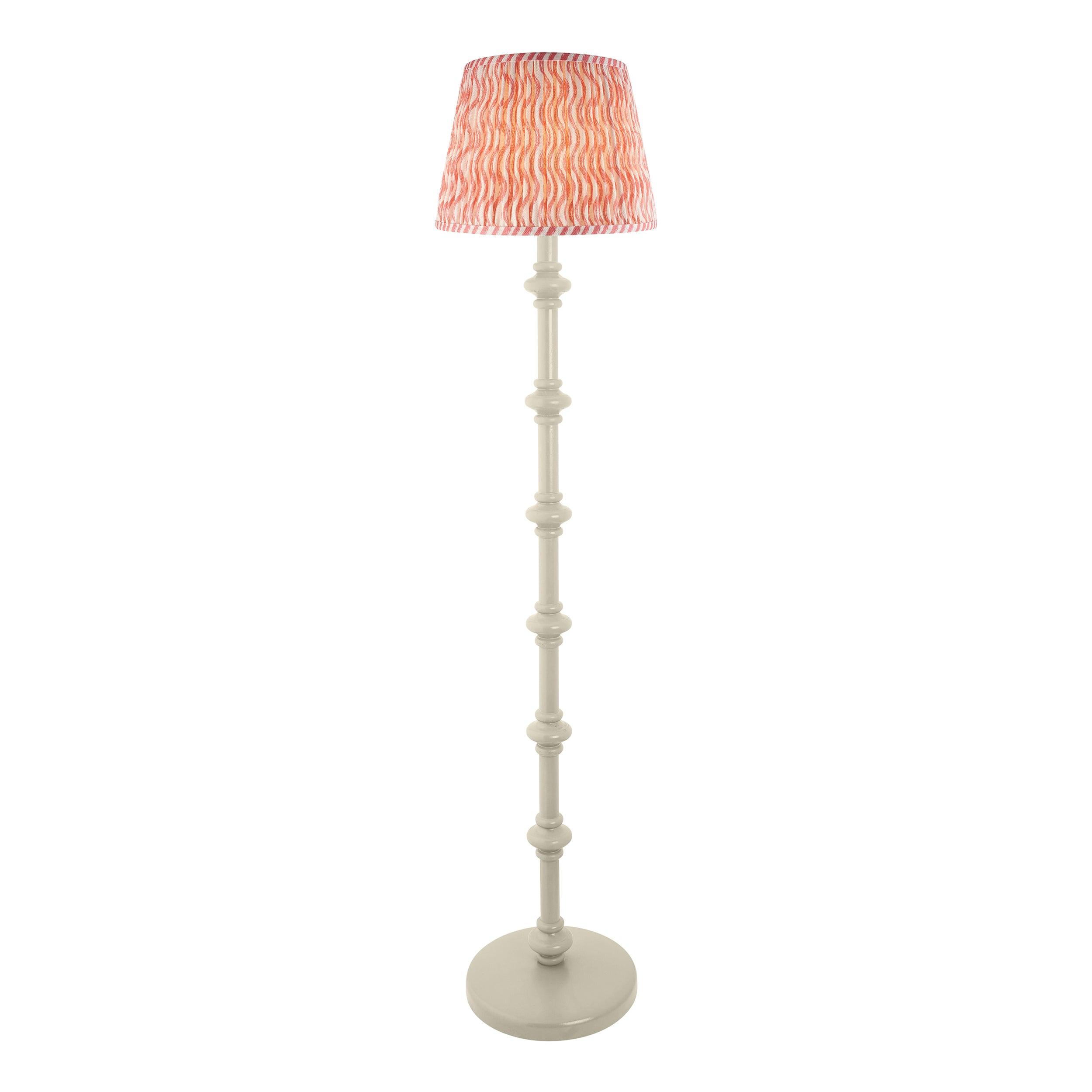 Carnaby White Floor Lamp & Ripple 35cm Coral Pink Shade
