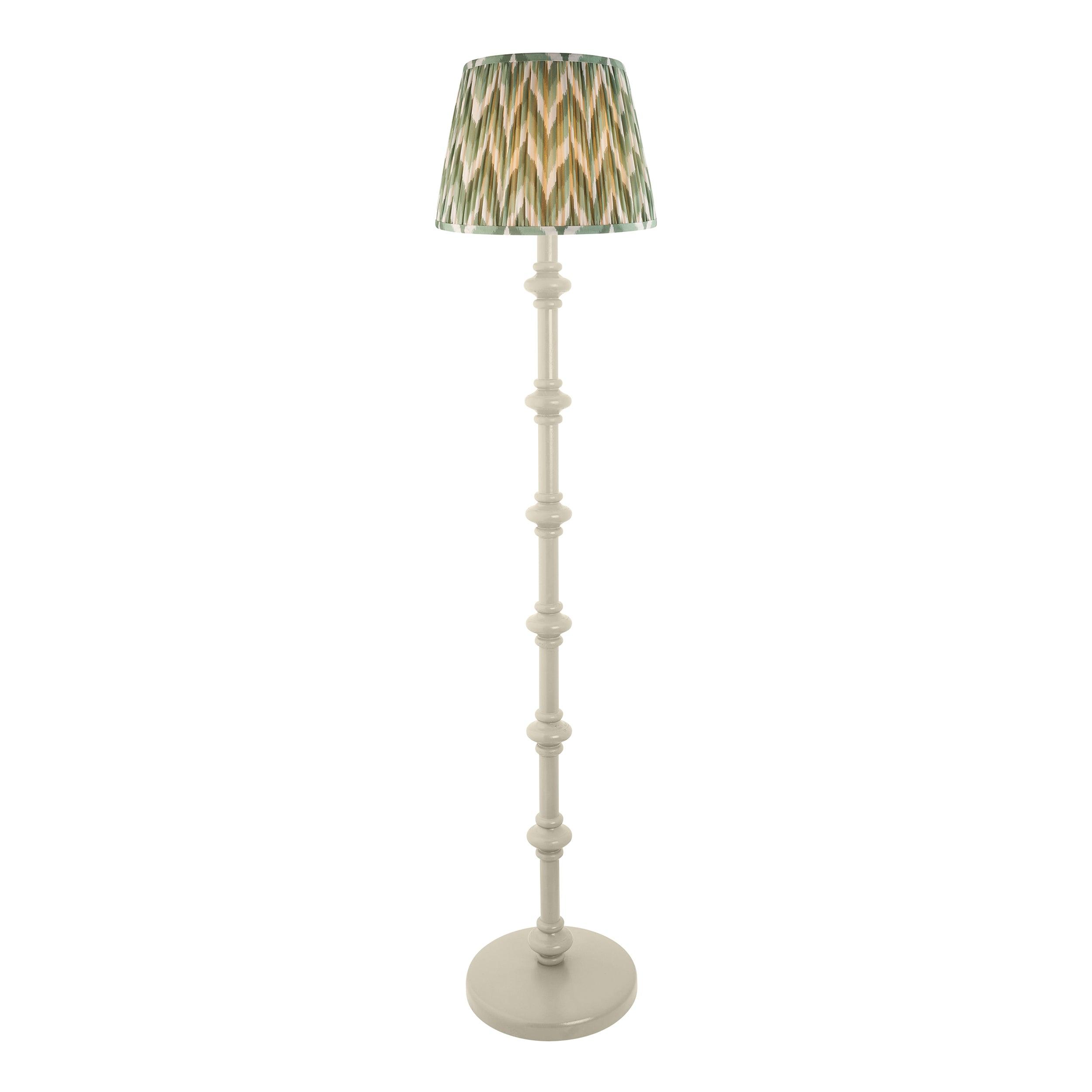 Carnaby White Floor Lamp & Zigzag 35cm Cotswold Green Shade