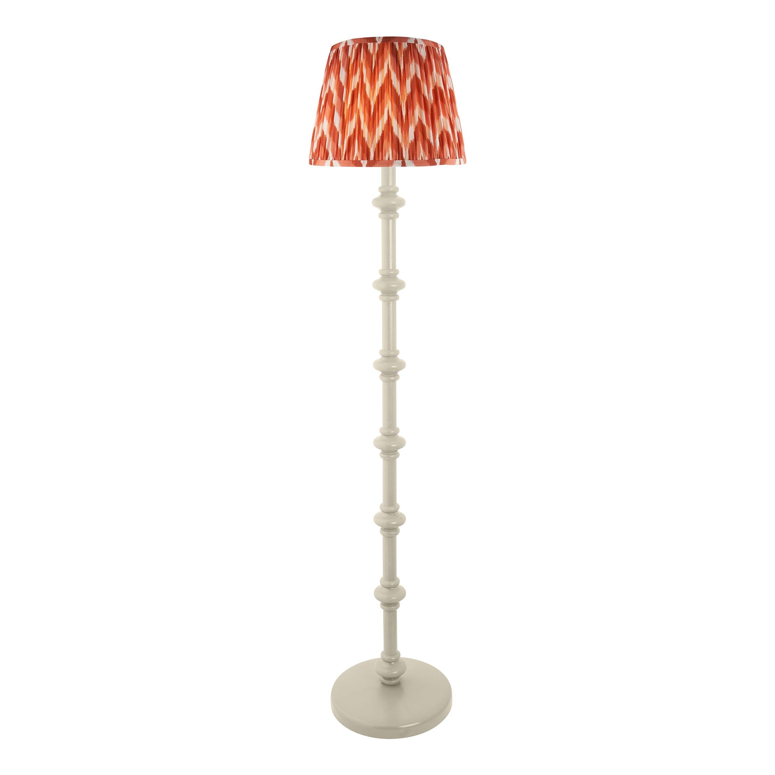 Carnaby White Floor Lamp & Zigzag 35cm Apricot Orange Shade