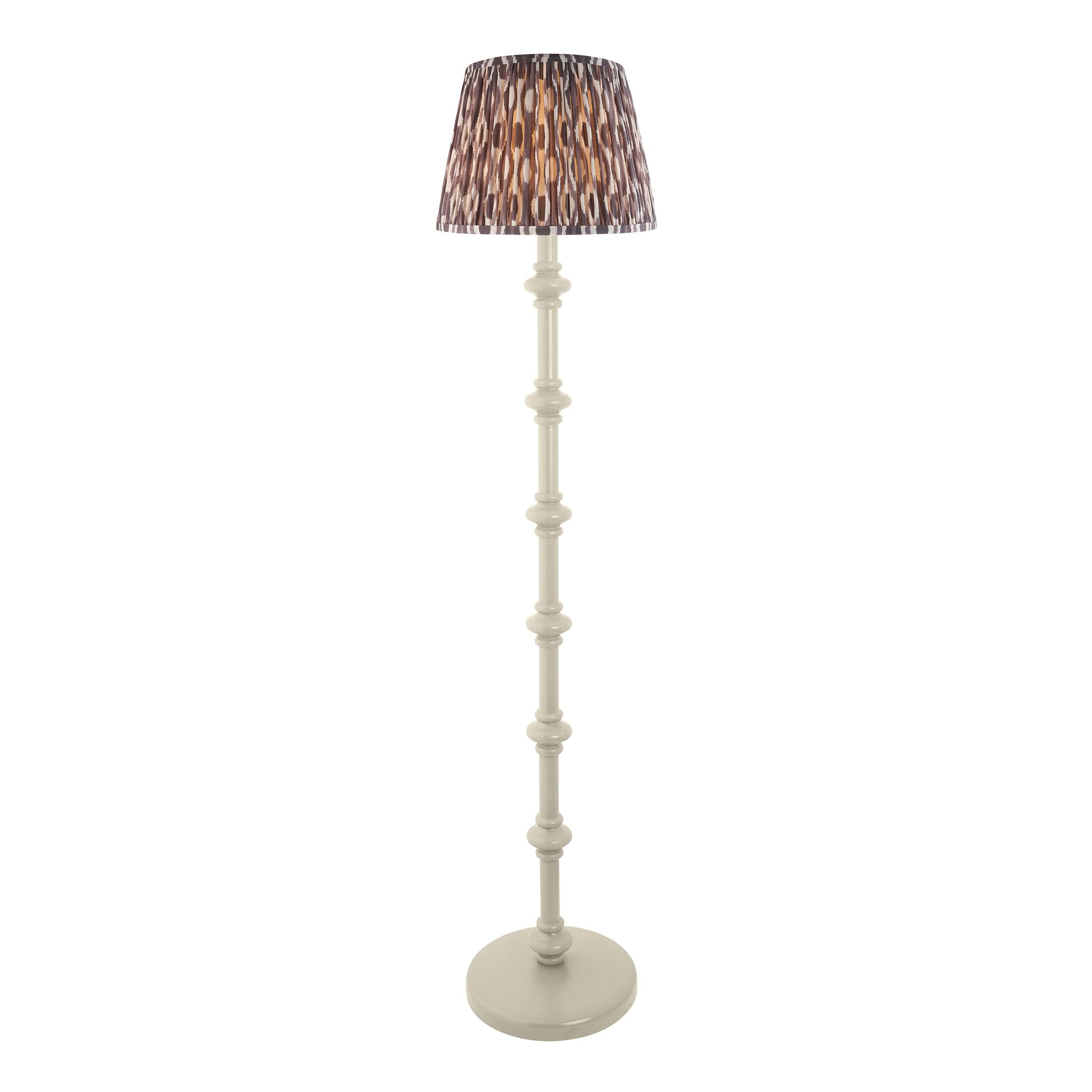 Carnaby White Floor Lamp & Ikat 35cm Pearl Grey Shade