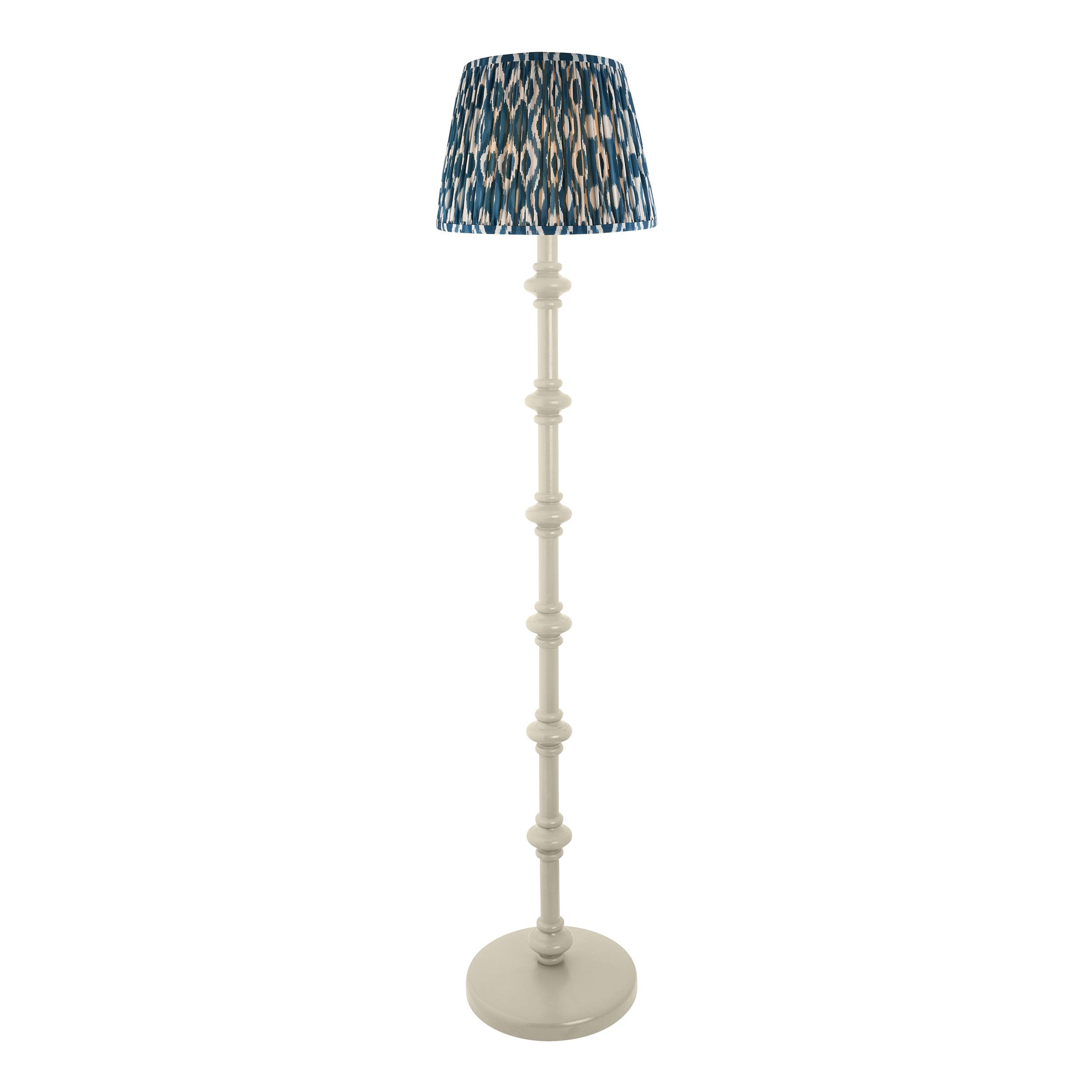 Carnaby White Floor Lamp & Ikat 35cm Marlin Blue Shade