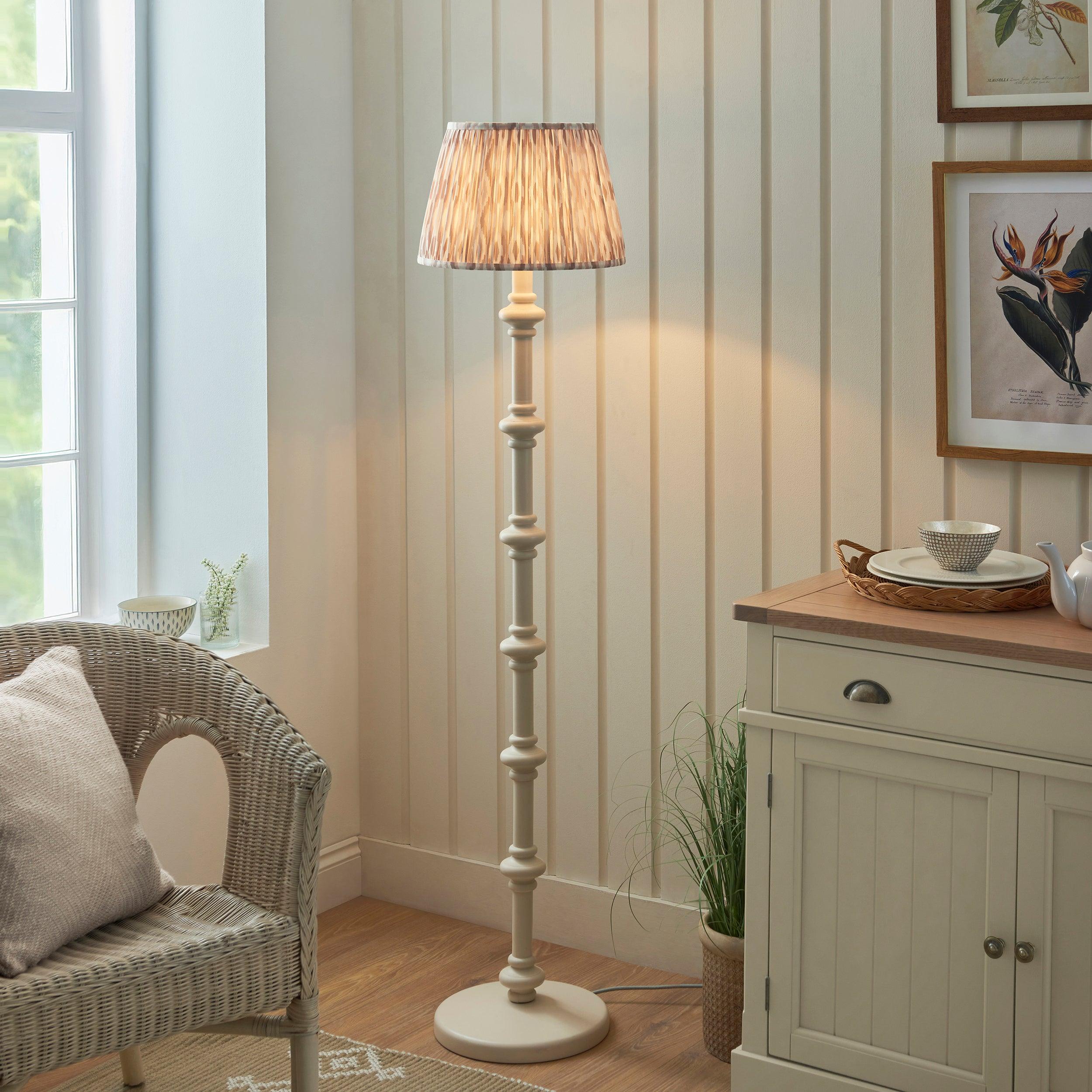 Carnaby White Floor Lamp & Ikat 35cm Neutral Shade