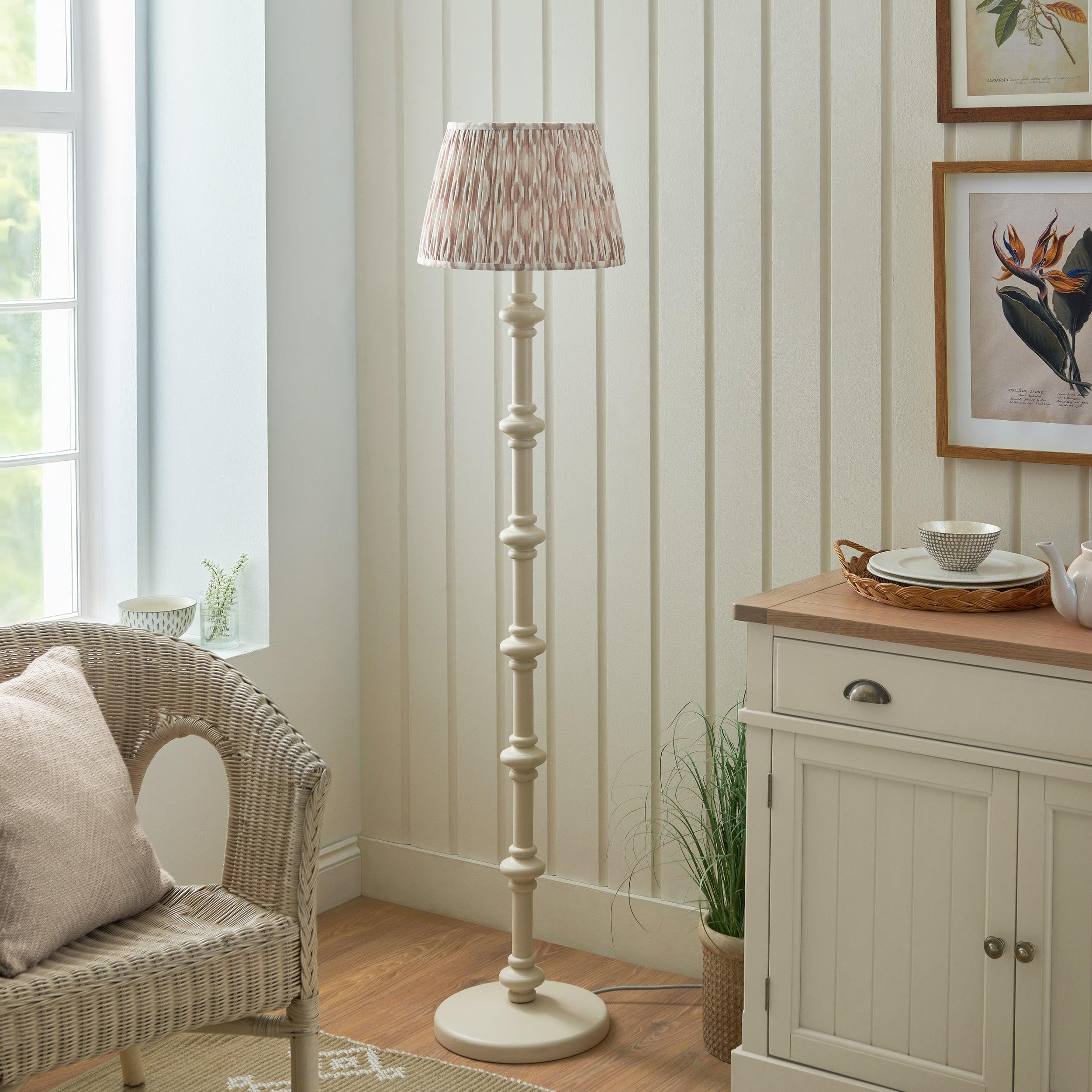 Carnaby White Floor Lamp & Ikat 35cm Neutral Shade