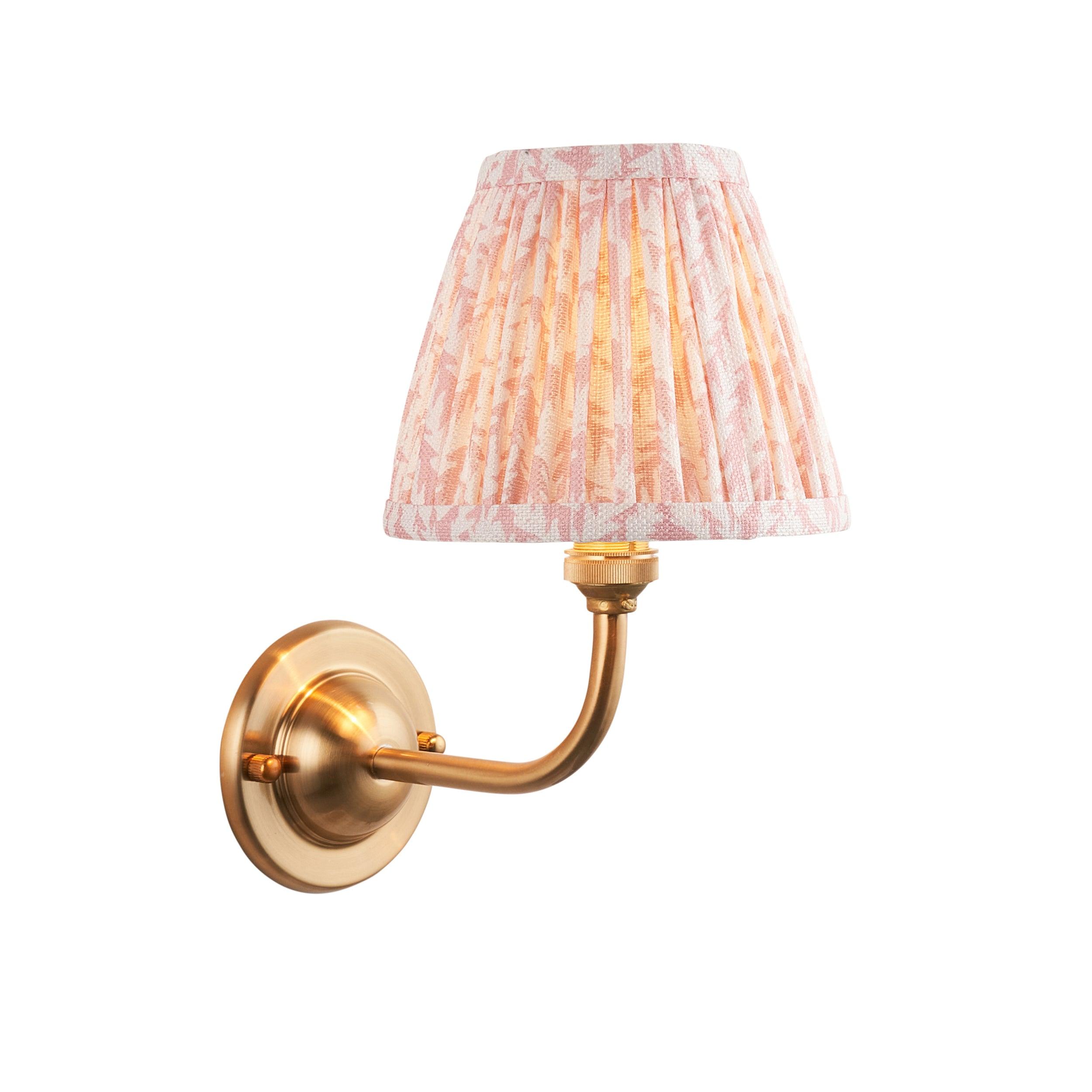 Dome Arc Brass Wall Light & Leaf 16cm Peachy keen Shade