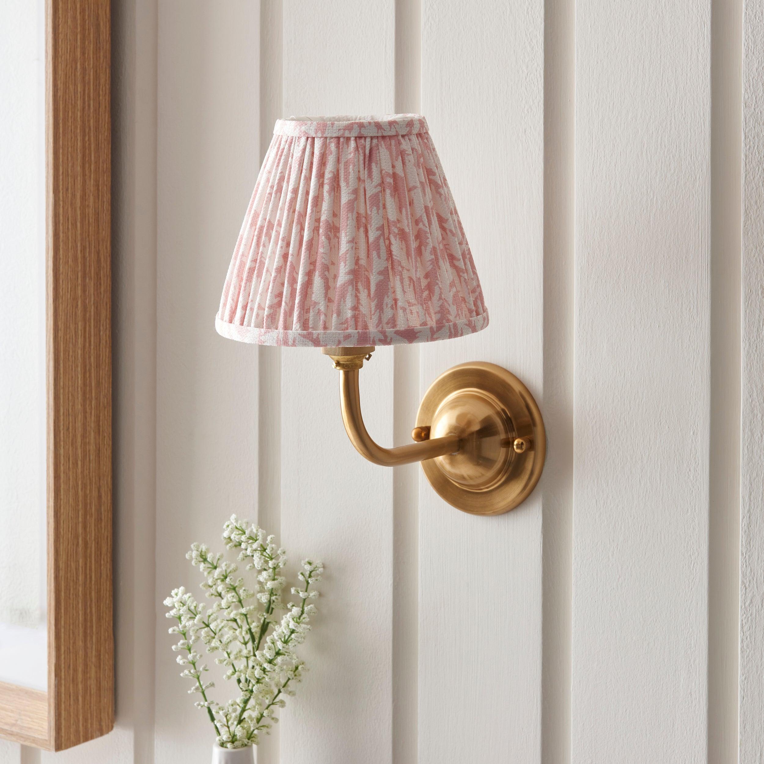 Dome Arc Brass Wall Light & Leaf 16cm Peachy keen Shade
