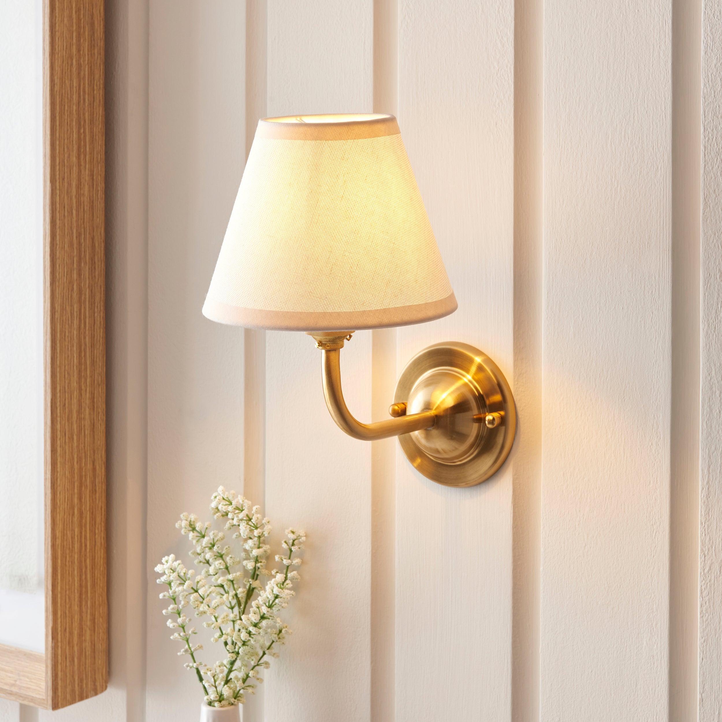Dome Arc Brass Wall Light With 16cm Shade
