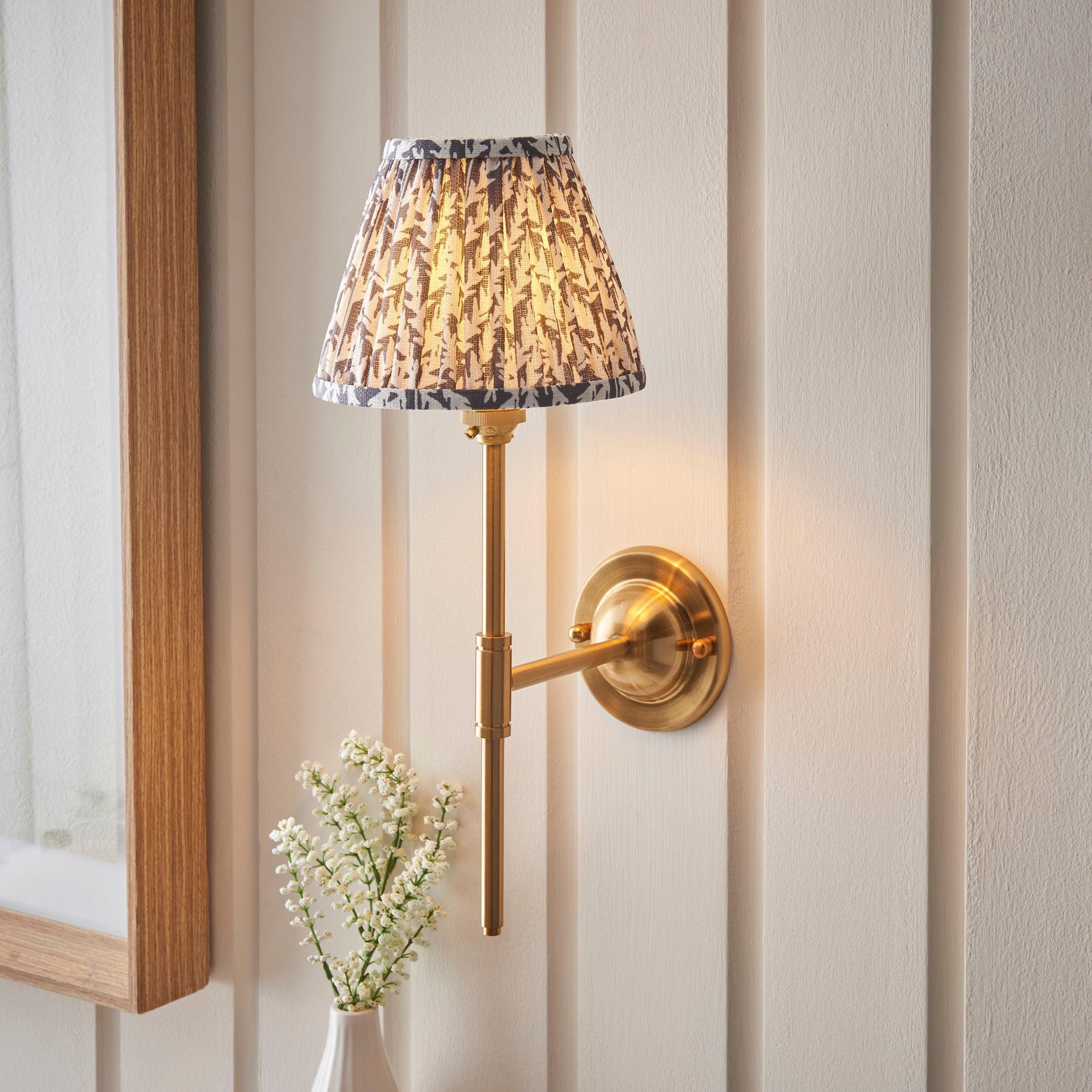 Dome T Bar Brass Wall Light & 16cm Shade