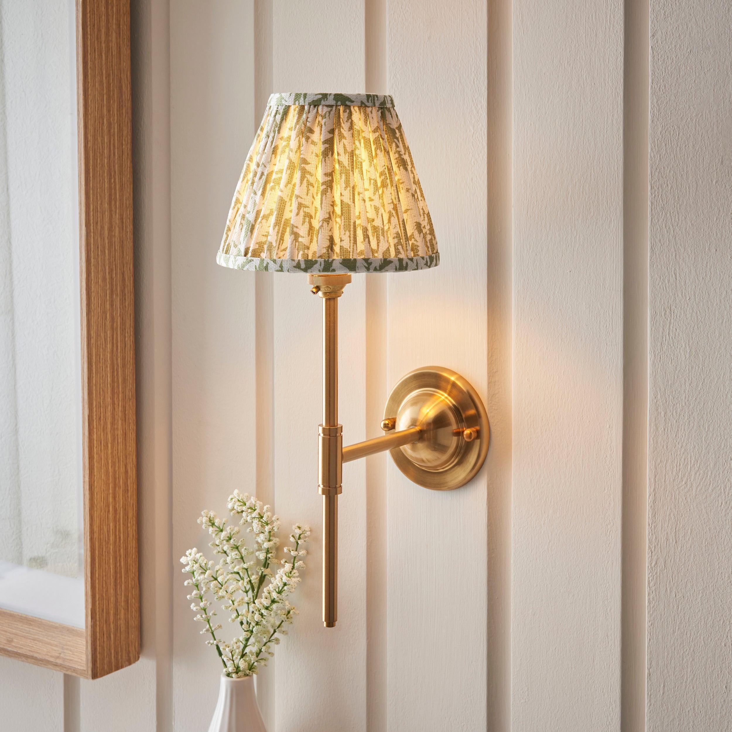 Dome T Bar Brass Wall Light & 16cm Shade