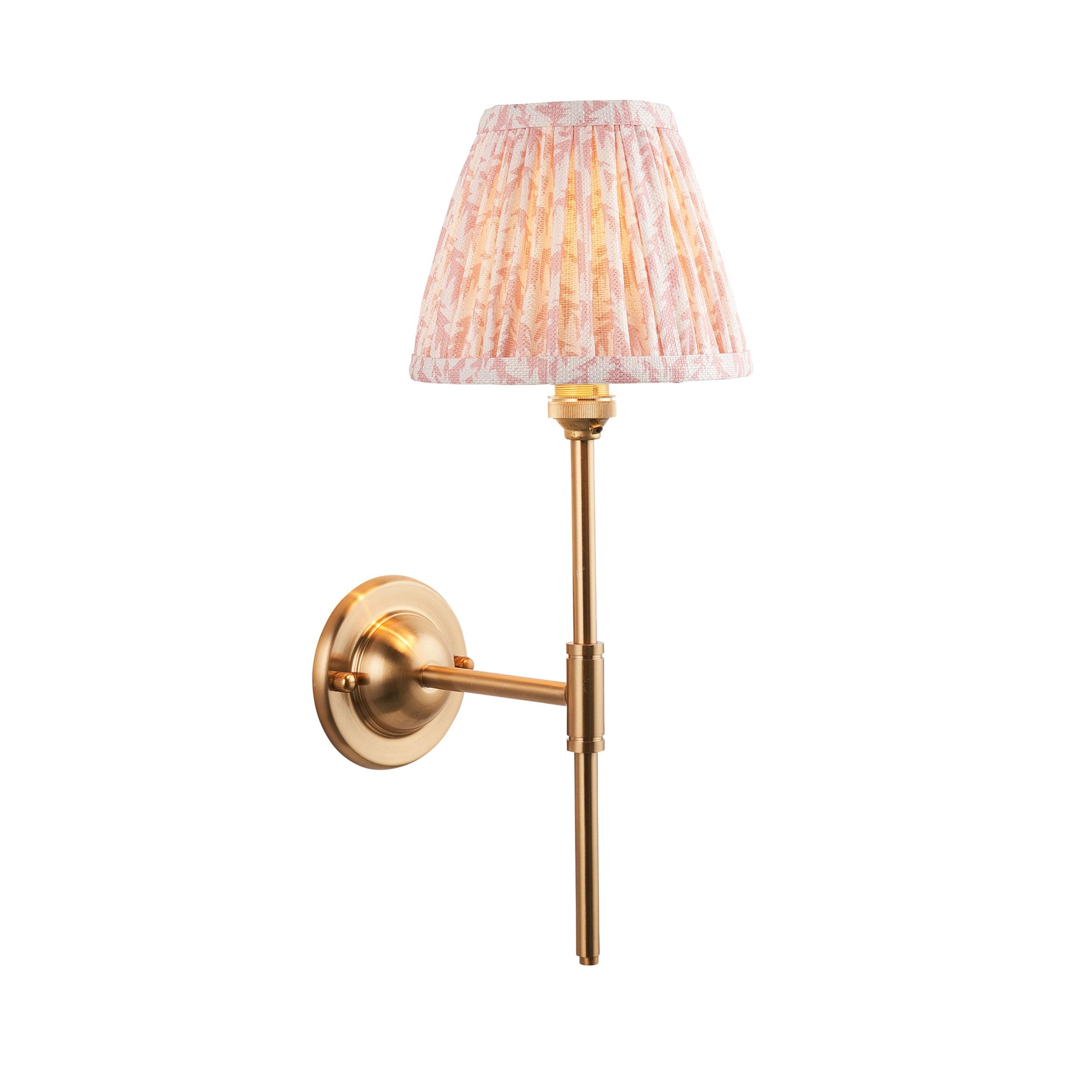 Dome T Bar Brass Wall Light & Leaf 16cm Peachy keen Shade
