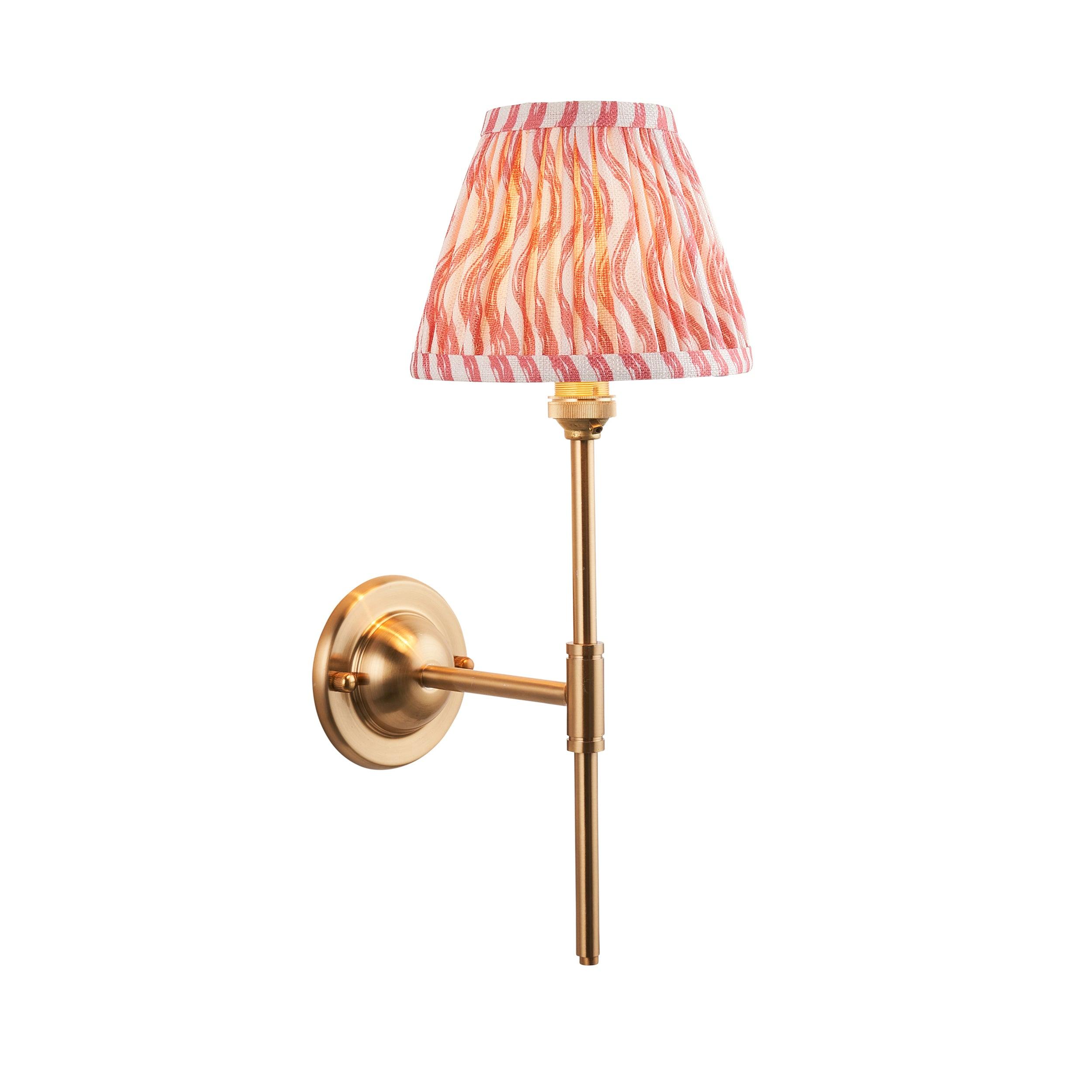 Dome T Bar Brass Wall Light & Ripple 16cm Coral Pink Shade