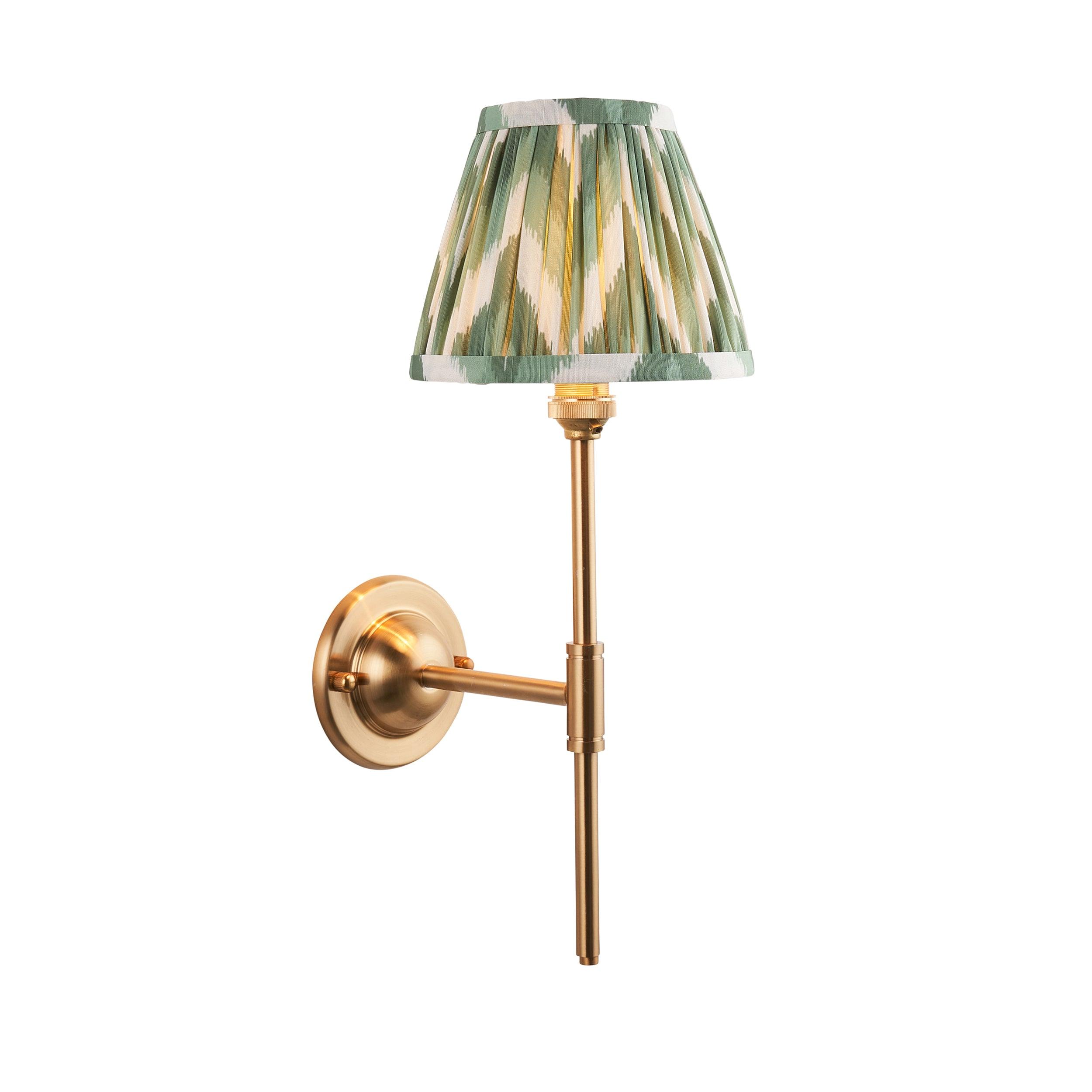 Dome T Bar Brass Wall Light & Zigzag 16cm Cotswold Green Shade