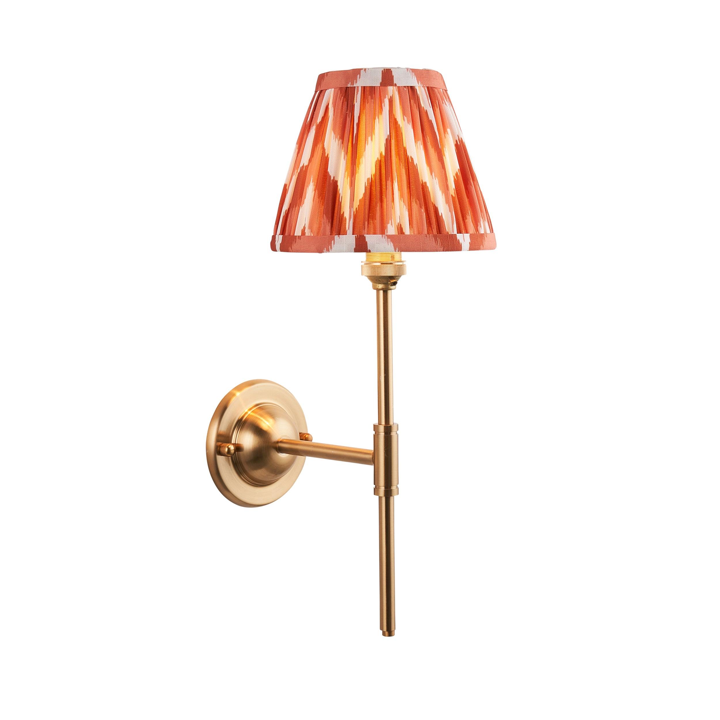 Dome T Bar Brass Wall Light & Zigzag 16cm Apricot Orange Shade