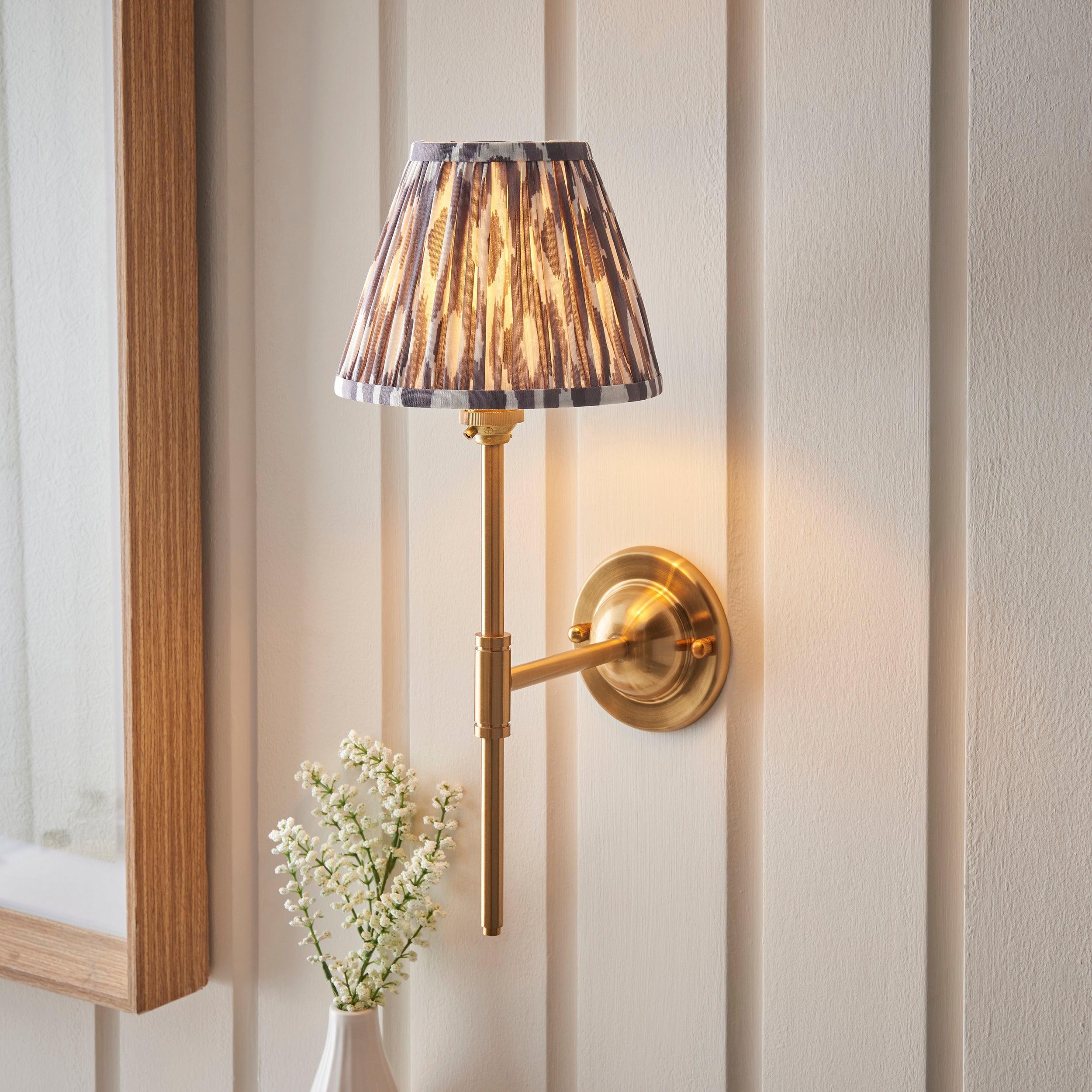 Dome T Bar Brass Wall Light & 16cm Shade