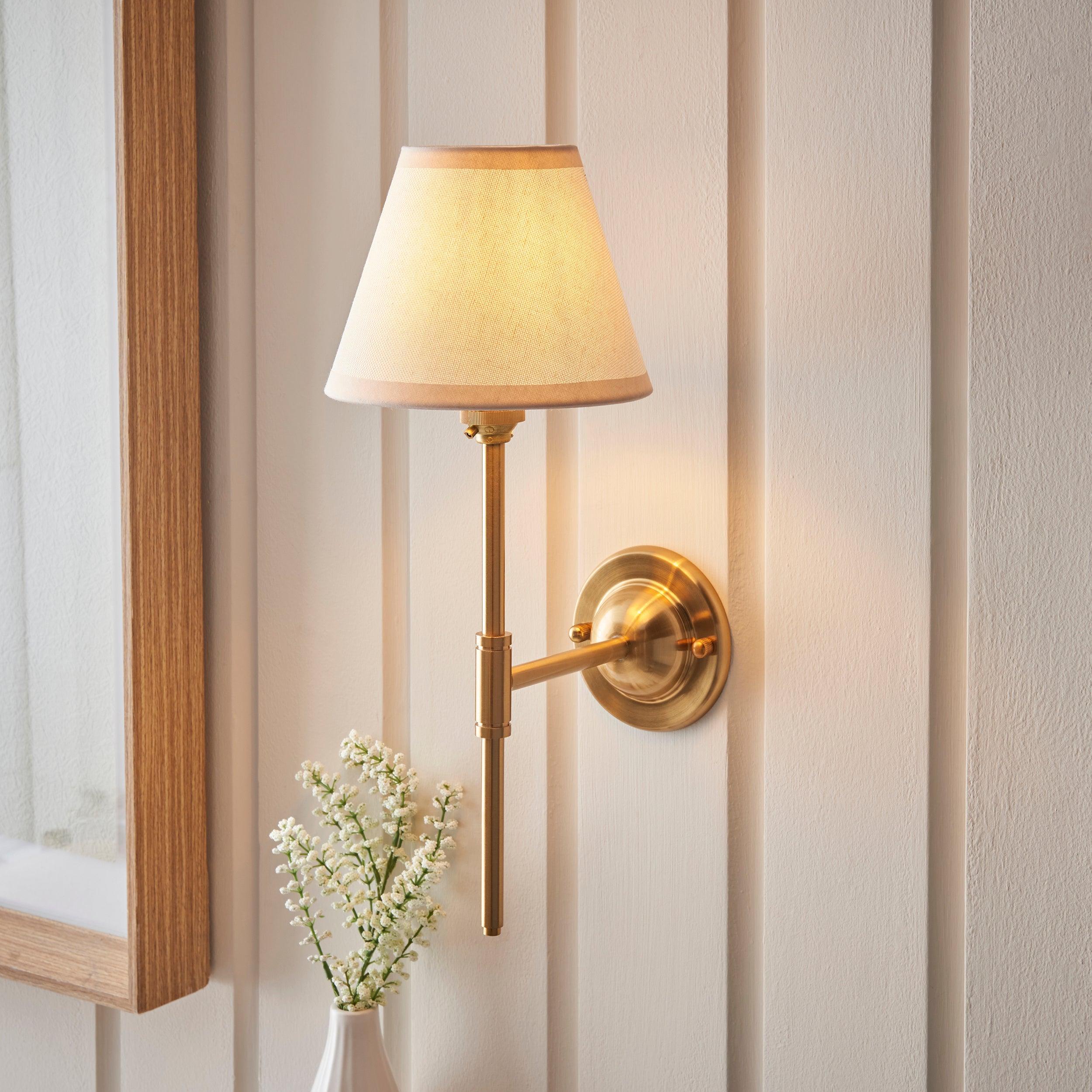 Dome T Bar Brass Wall Light & 16cm Shade