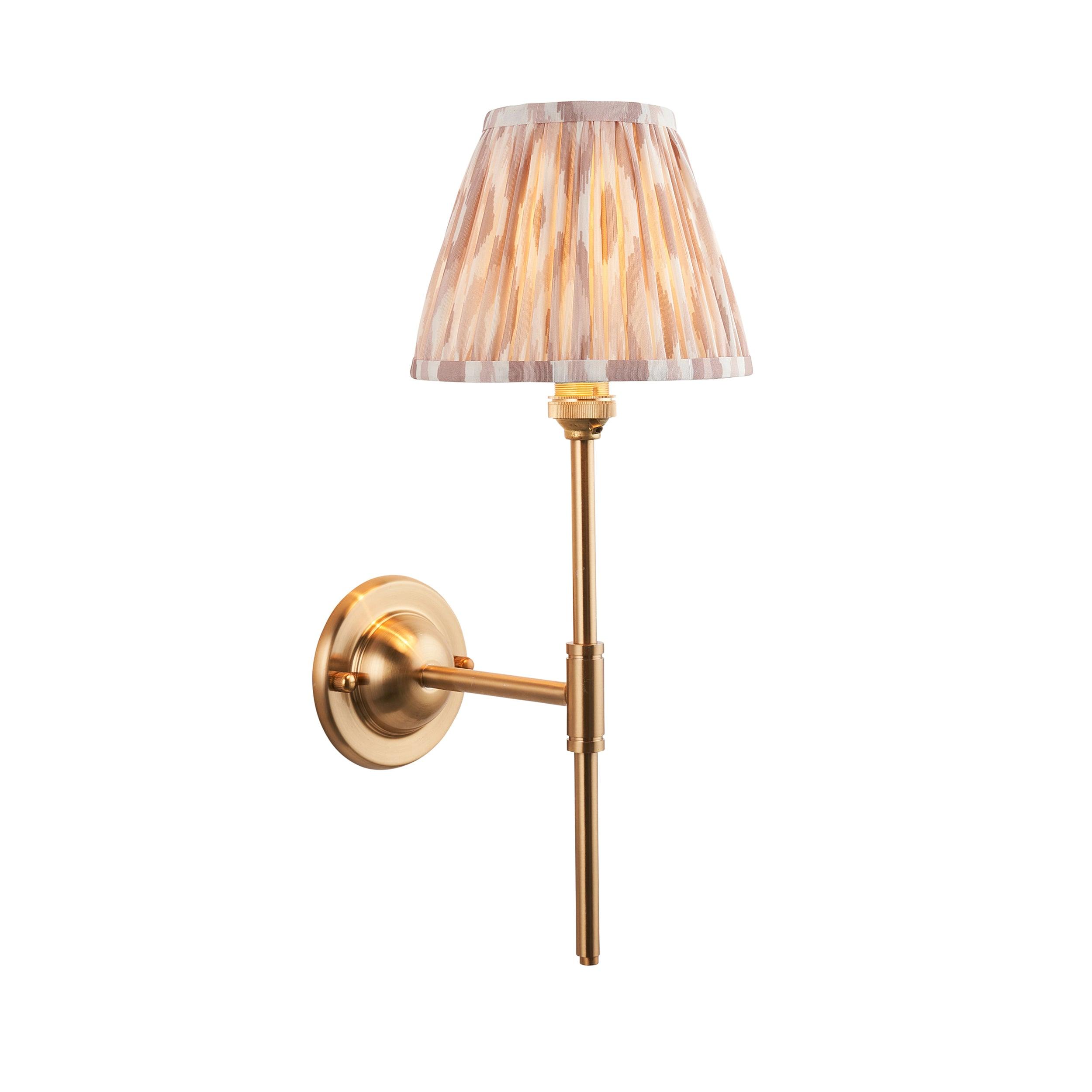 Dome T Bar Brass Wall Light & Ikat 16cm Neutral Shade