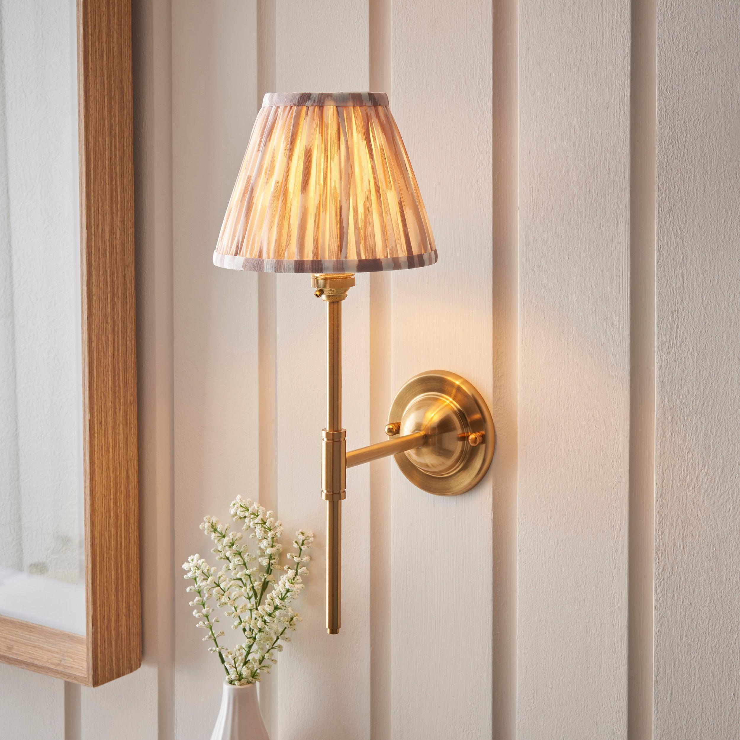 Dome T Bar Brass Wall Light & 16cm Shade