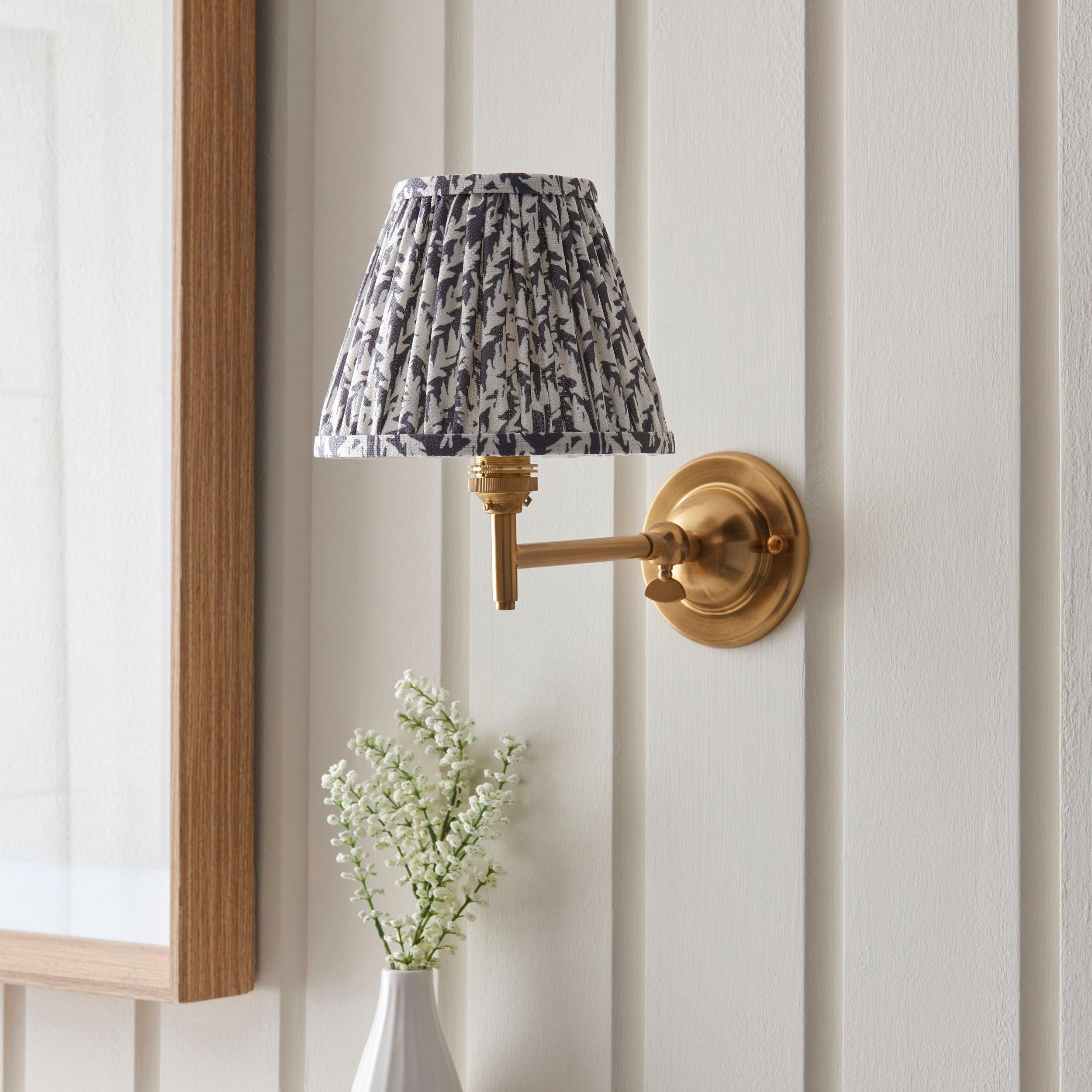 Dome Fold Brass Wall Light Fold & Leaf 16cm Pearl Grey Shade