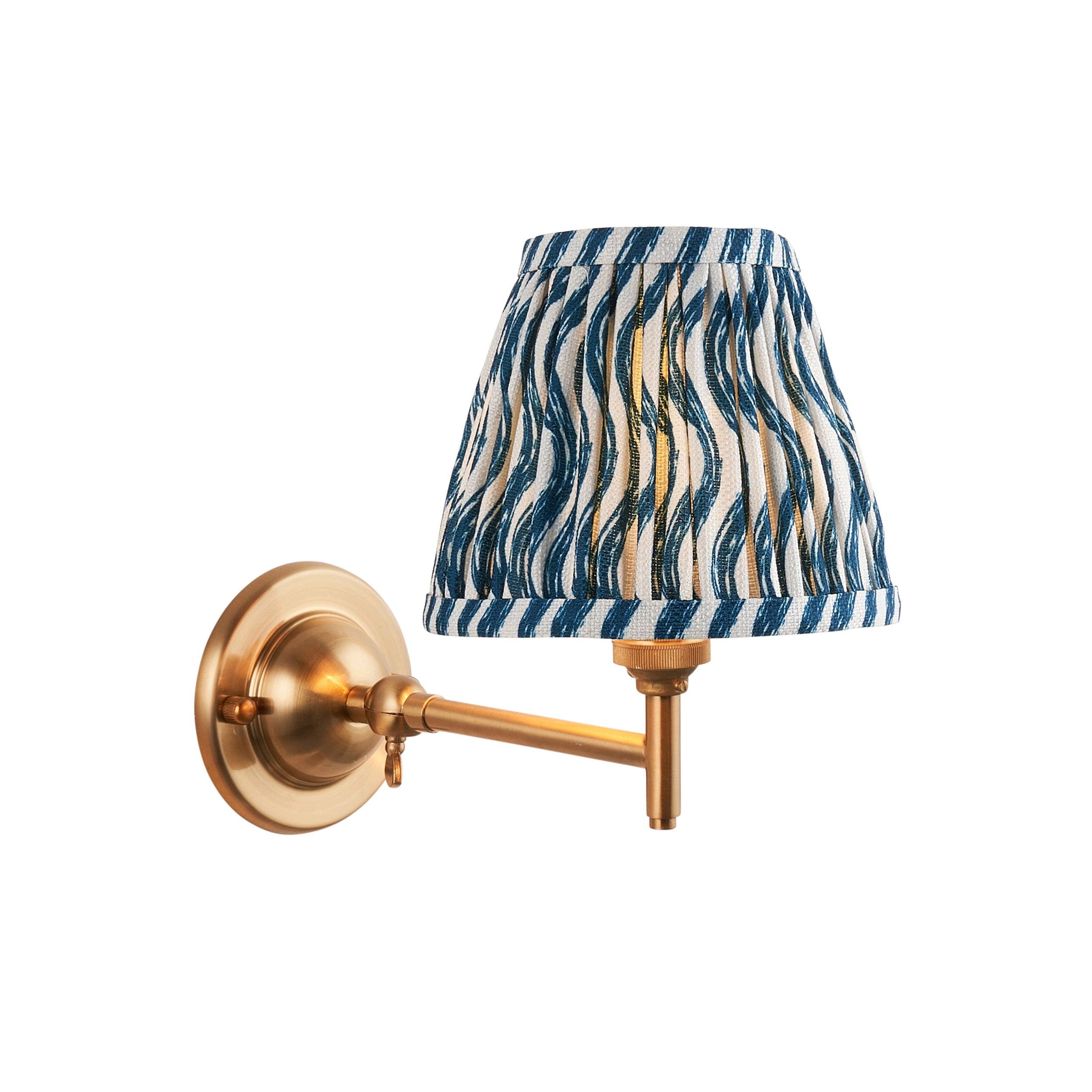 Dome Fold Brass Wall Light Fold & Ripple 16cm Marlin Blue Shade