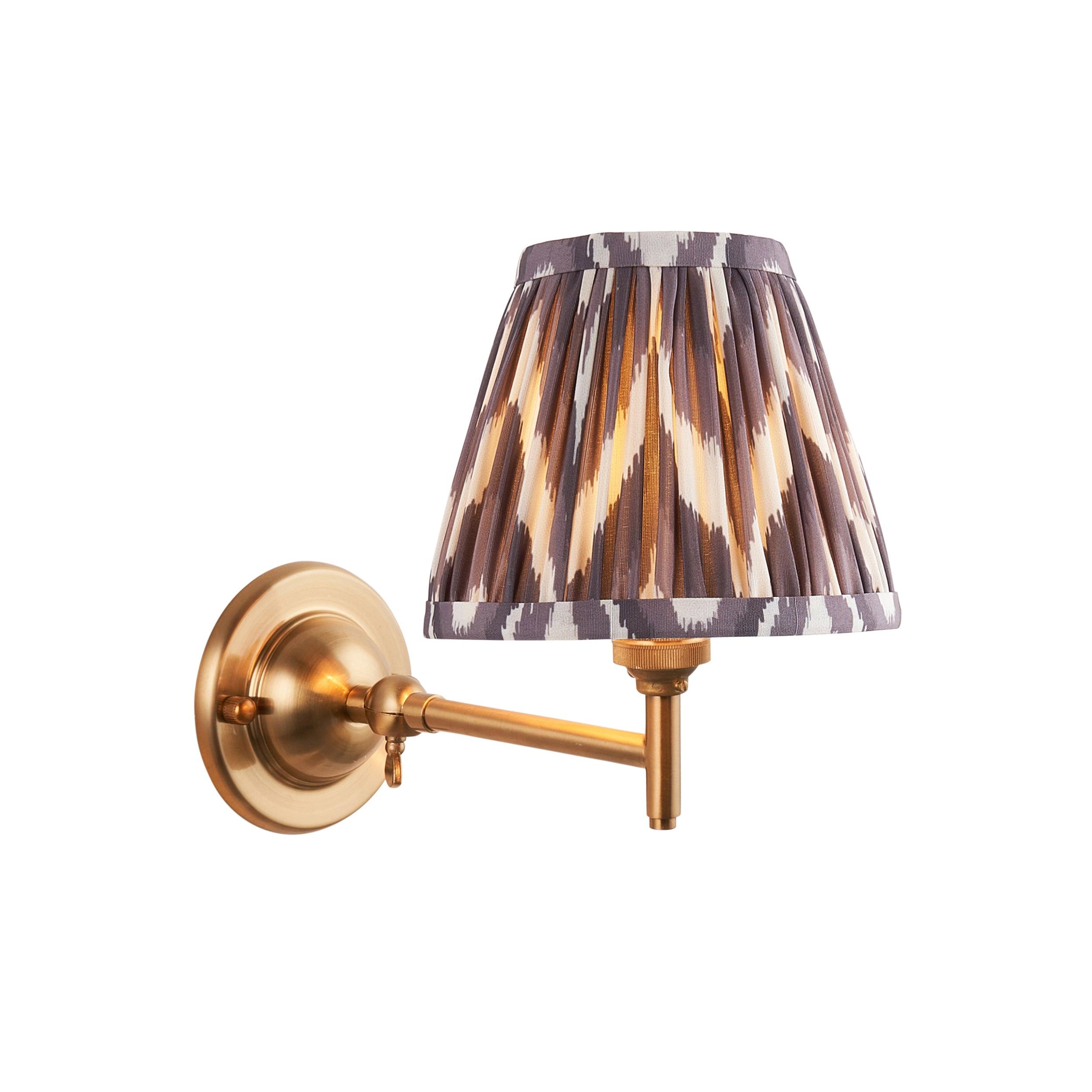 Dome Fold Brass Wall Light Fold & Zigzag 16cm Pearl Grey Shade