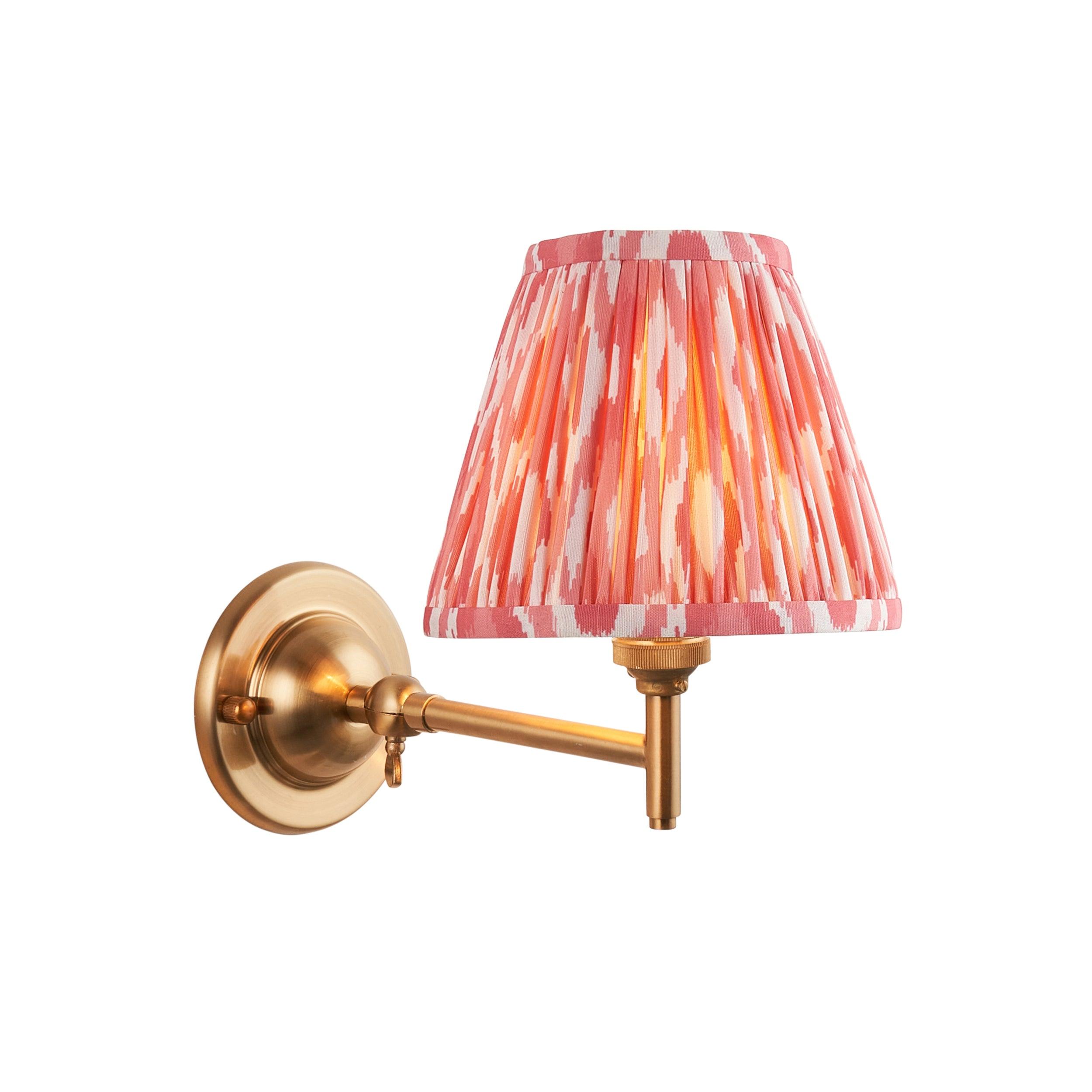Dome Fold Brass Wall Light Fold & Ikat 16cm Coral Pink Shade