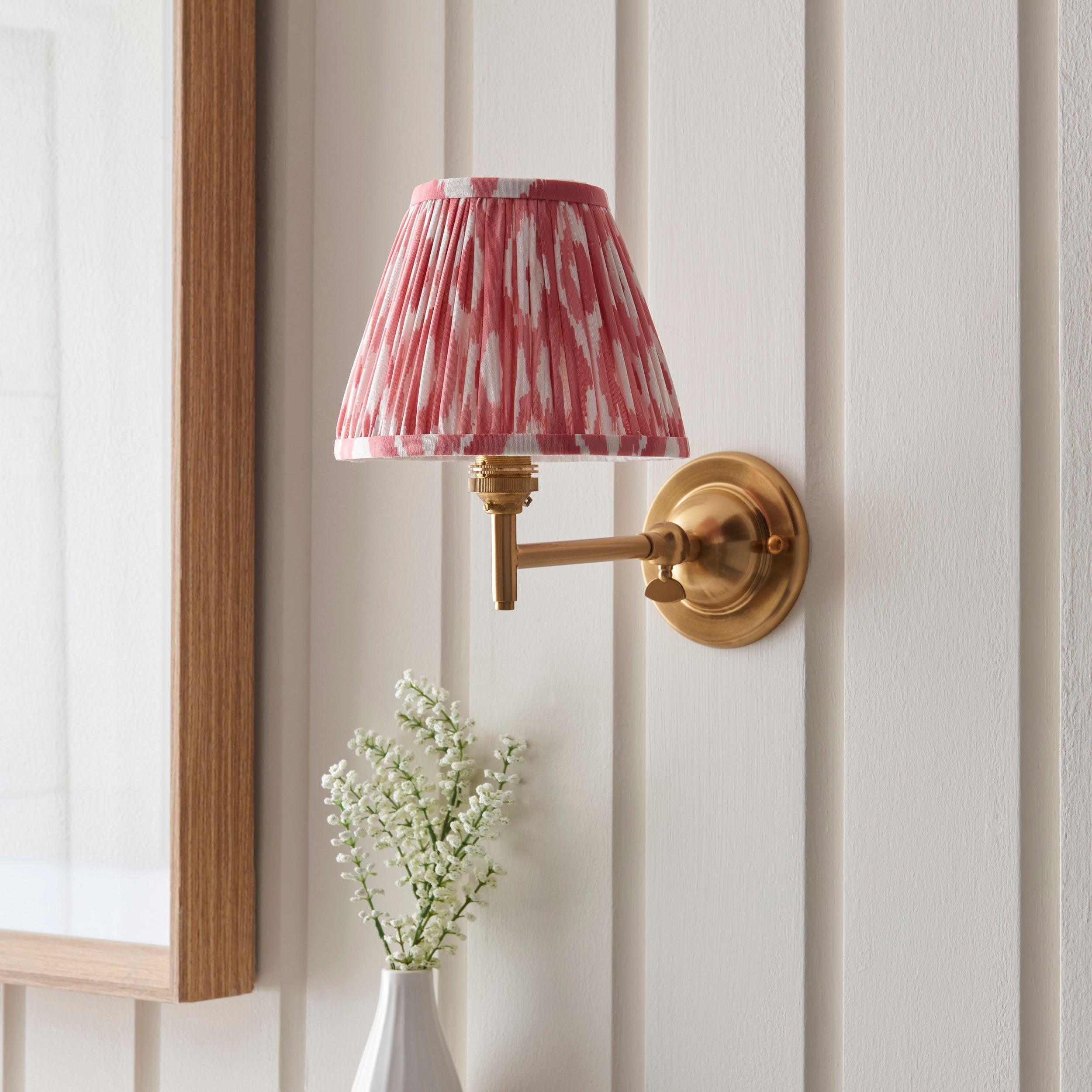 Dome Fold Brass Wall Light Fold & Ikat 16cm Coral Pink Shade