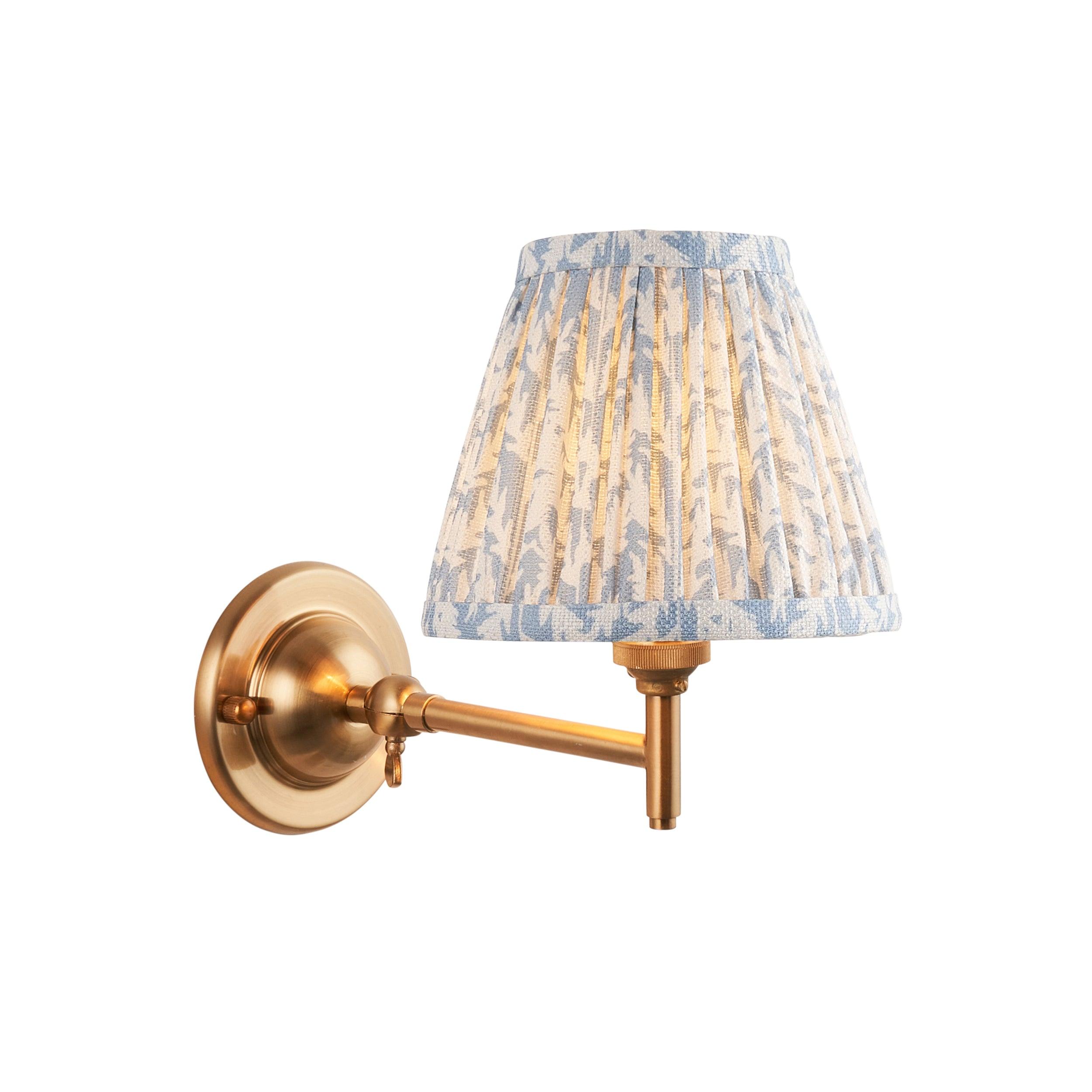 Dome Fold Brass Wall Light Fold & Leaf 16cm Shell Bay Blue Shade