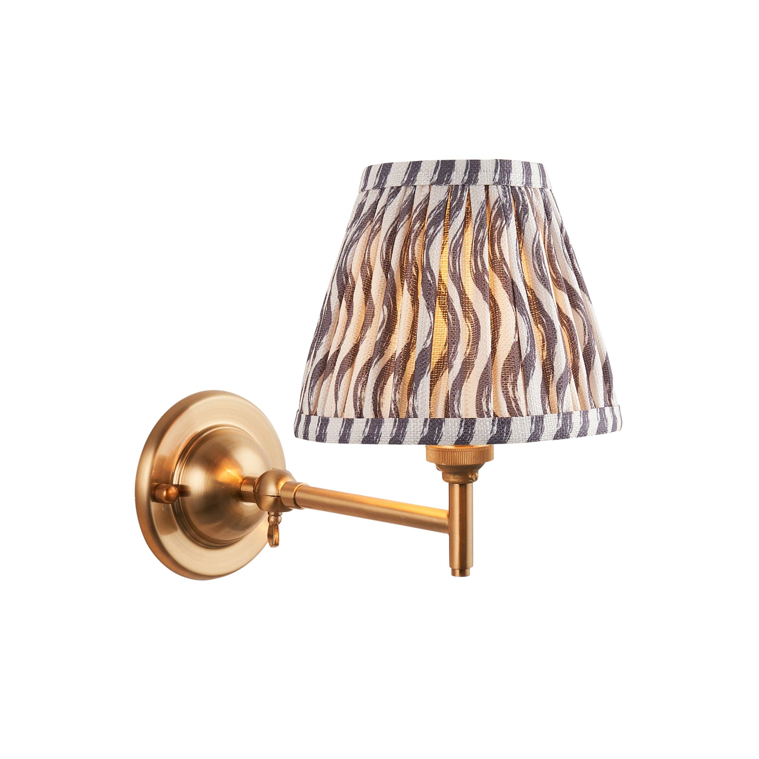 Dome Fold Brass Wall Light Fold & Ripple 16cm Pearl Grey Shade