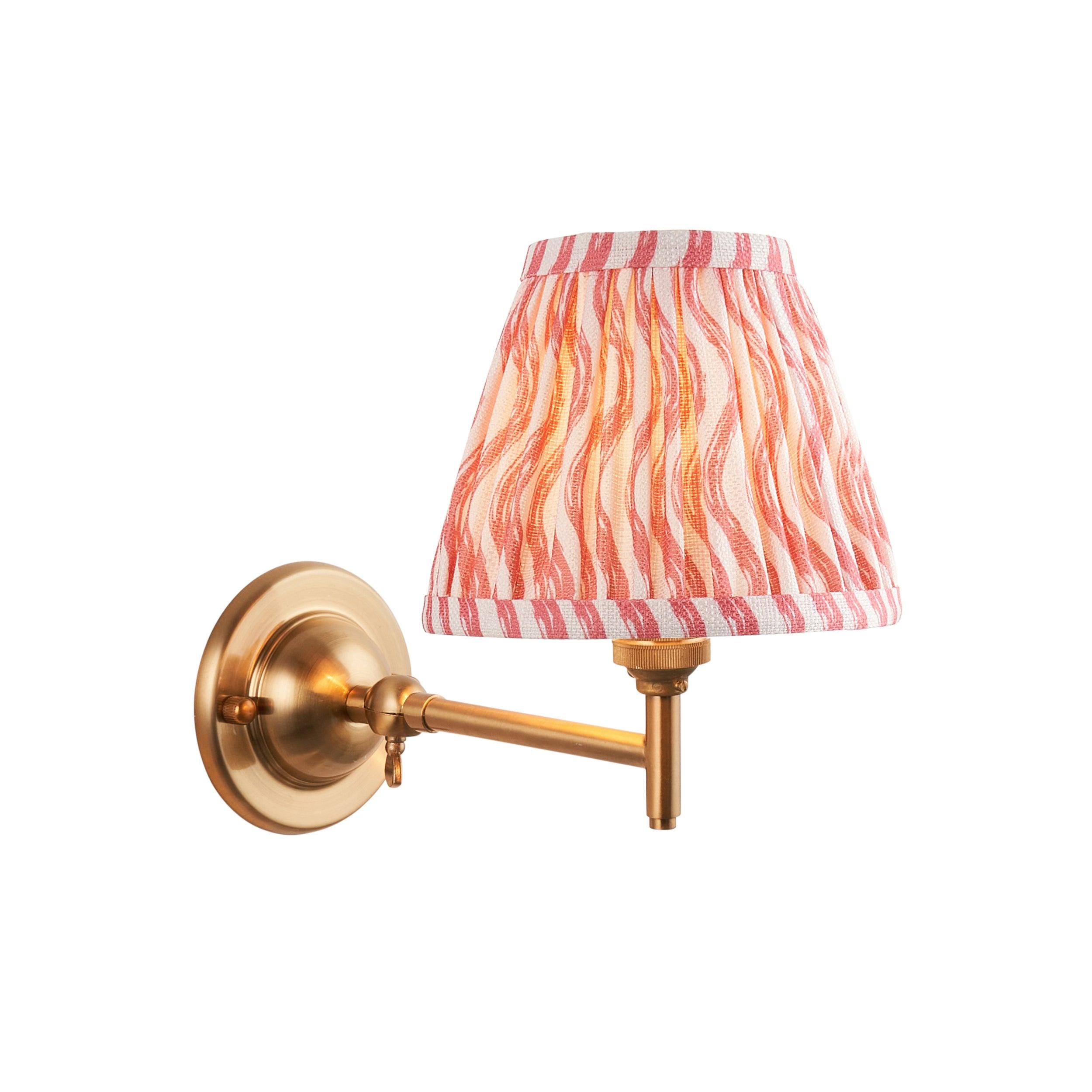 Dome Fold Brass Wall Light Fold & Ripple 16cm Coral Pink Shade