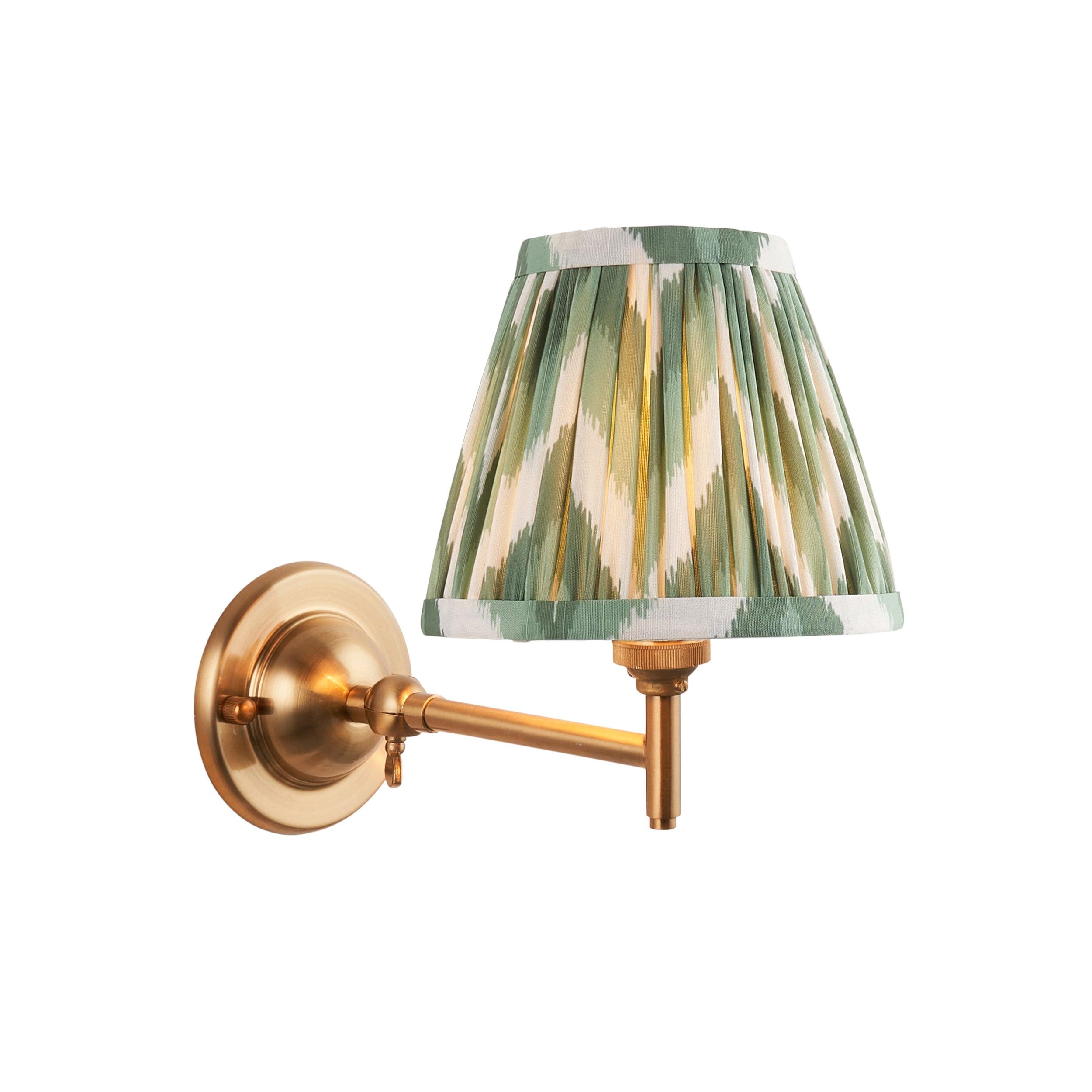 Dome Fold Brass Wall Light Fold & Zigzag 16cm Cotswold Green Shade