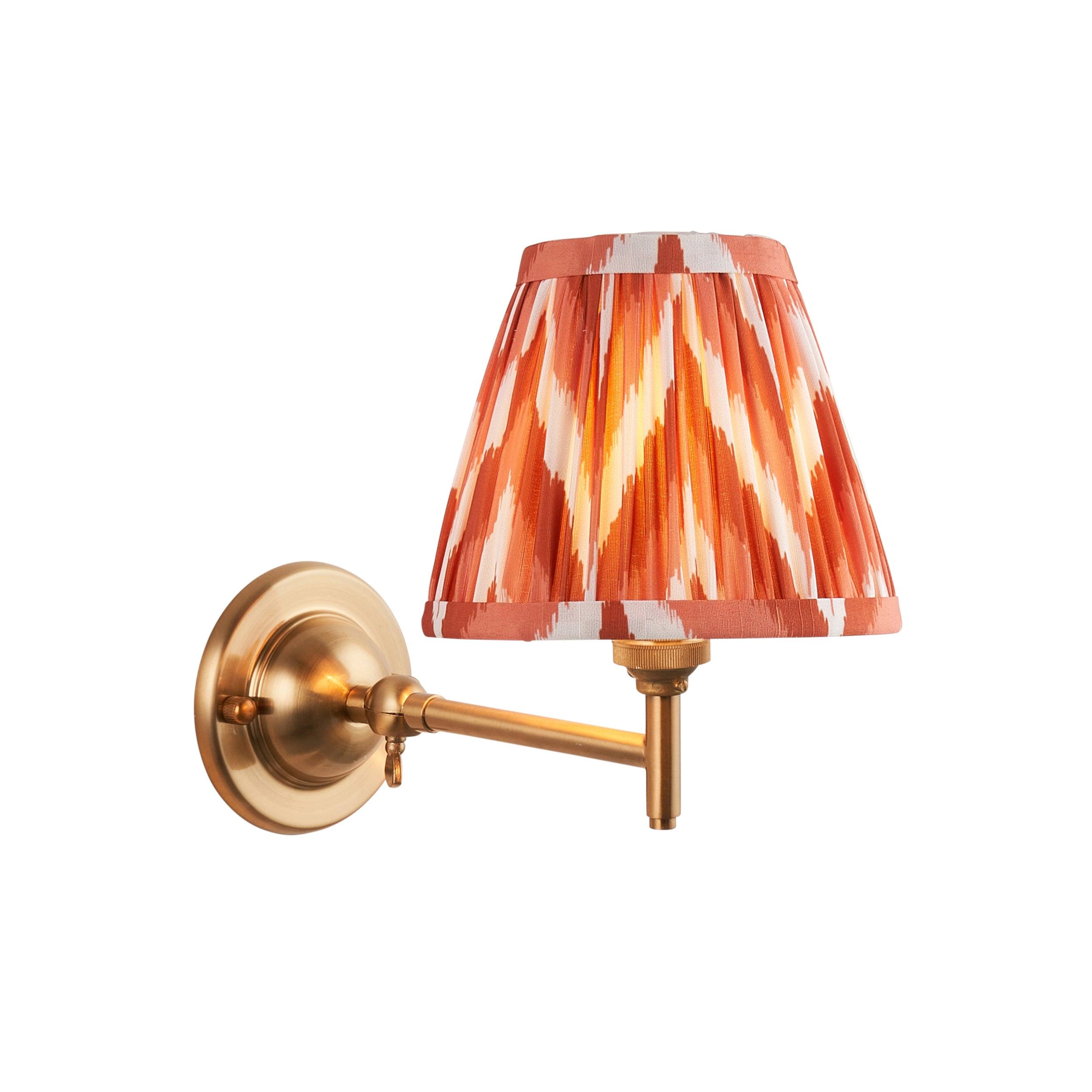 Dome Fold Brass Wall Light Fold & Zigzag 16cm Apricot Orange Shade