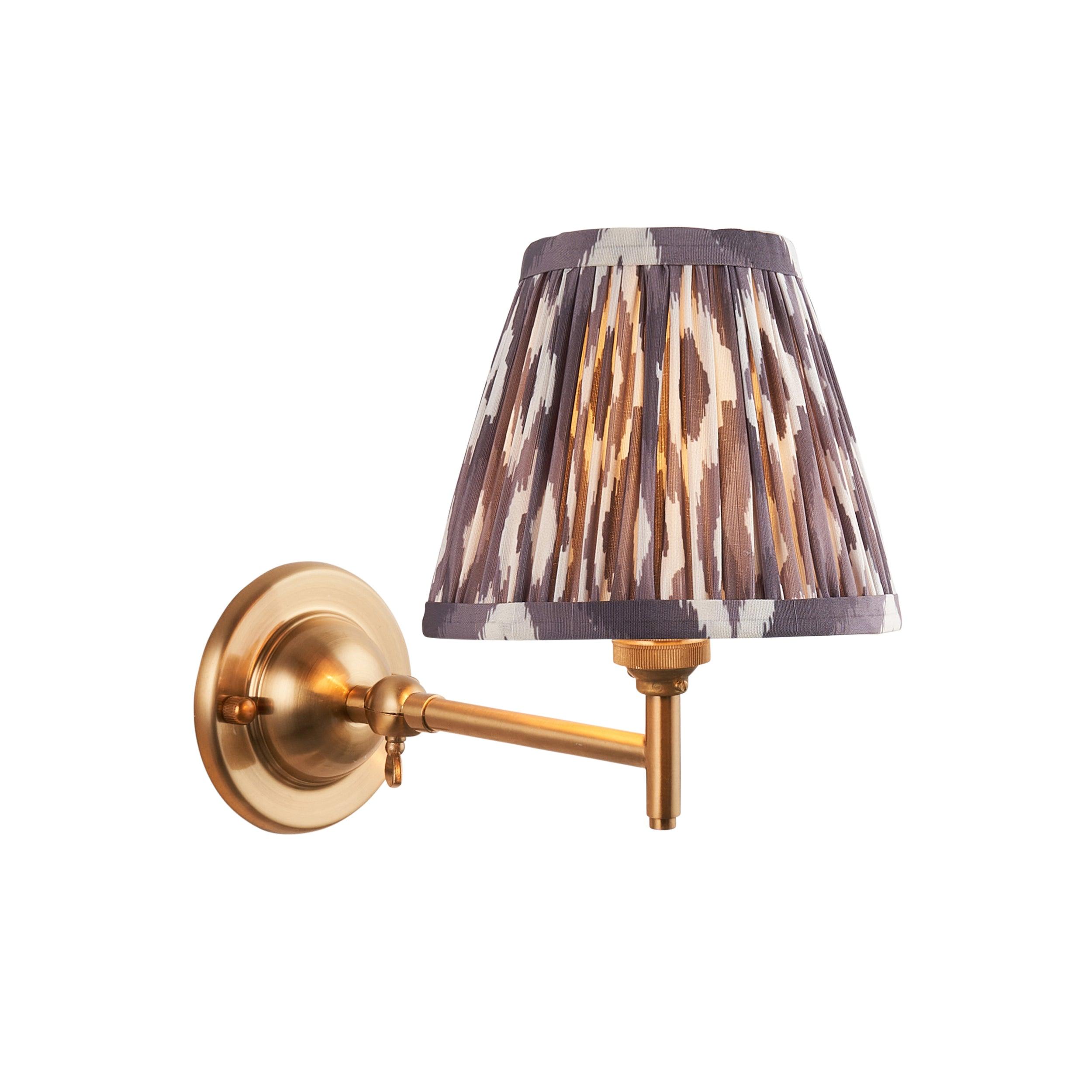 Dome Fold Brass Wall Light Fold & Ikat 16cm Pearl Grey Shade