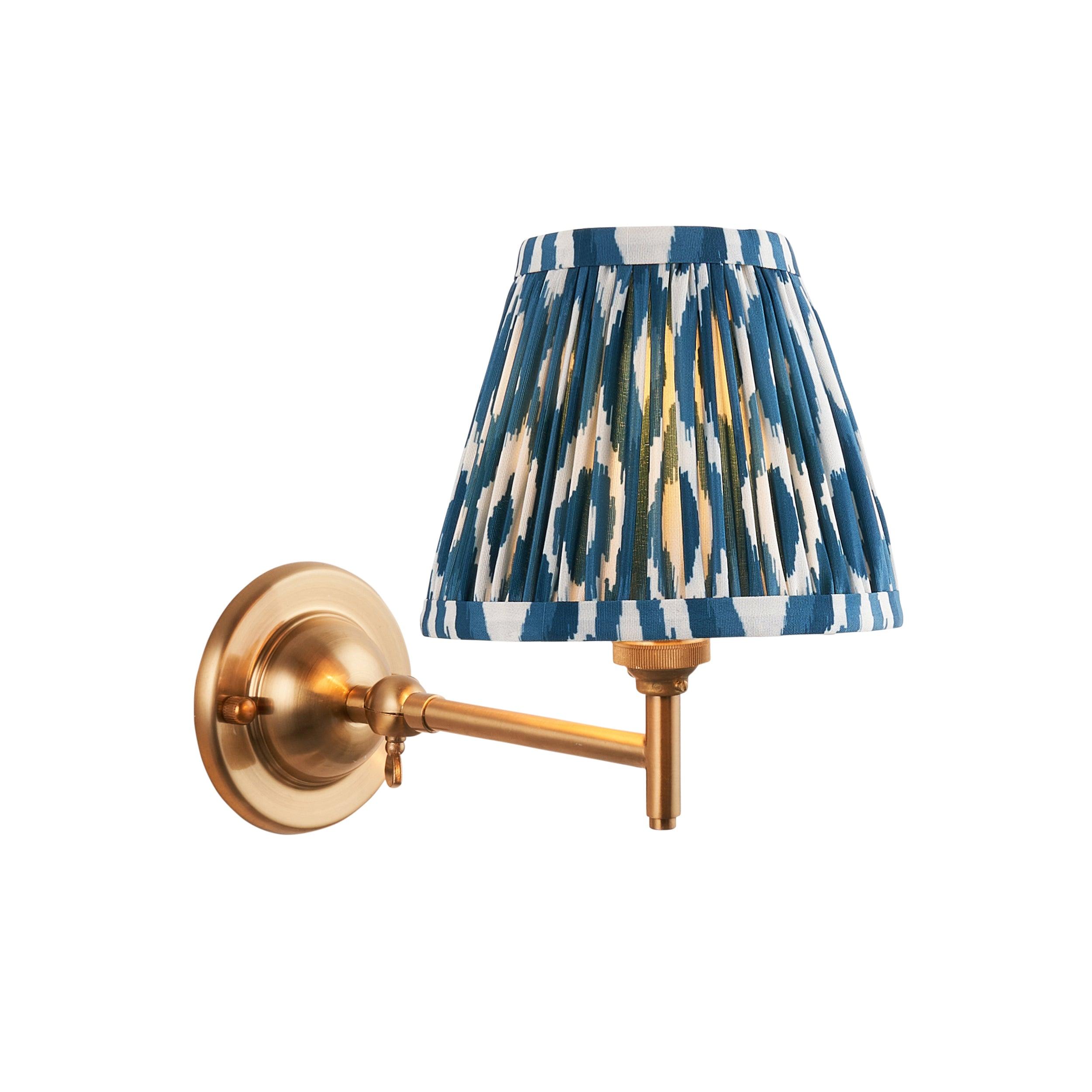 Dome Fold Brass Wall Light Fold & Ikat 16cm Marlin Blue Shade