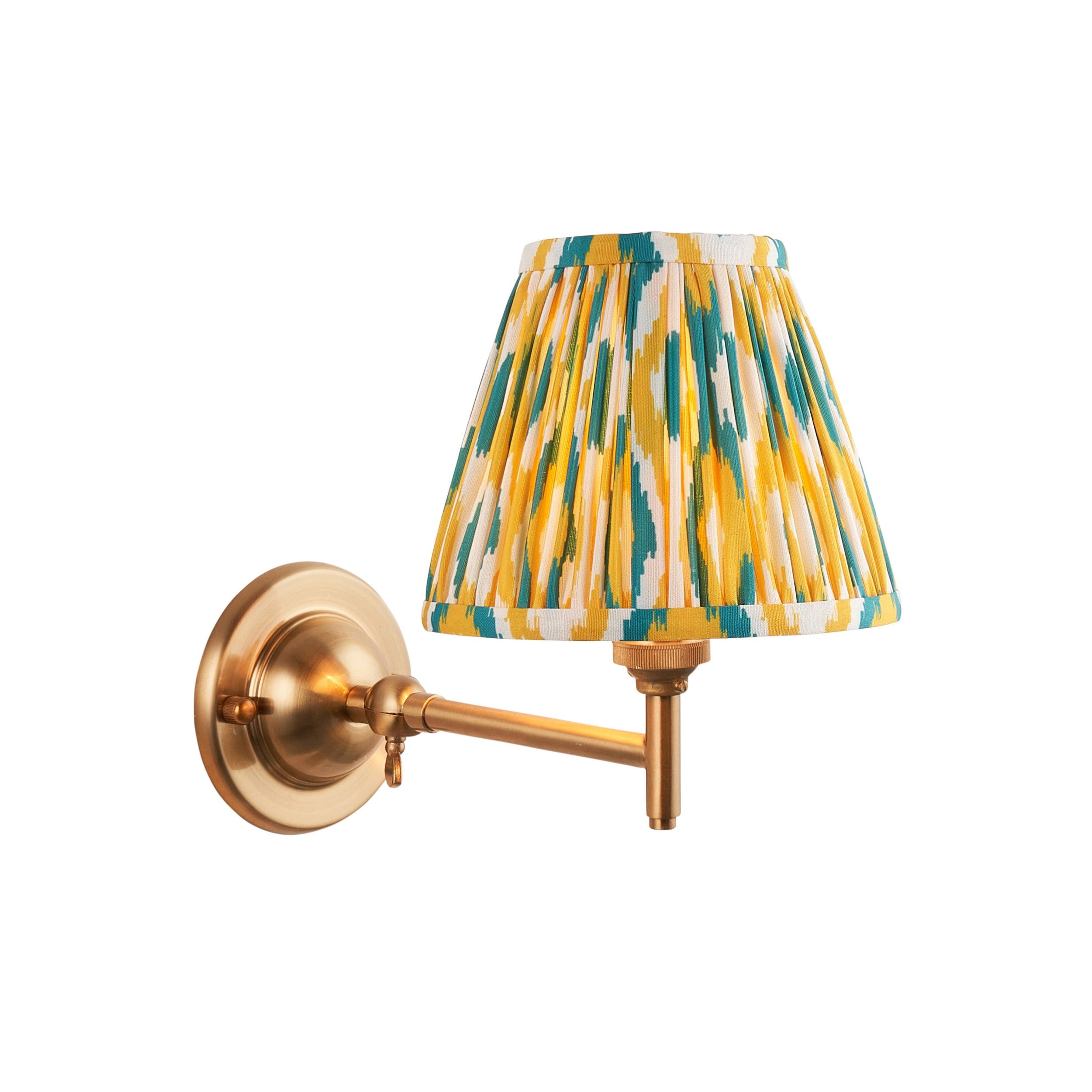Dome Fold Brass Wall Light Fold & Ikat 16cm Yellow & Jade Shade
