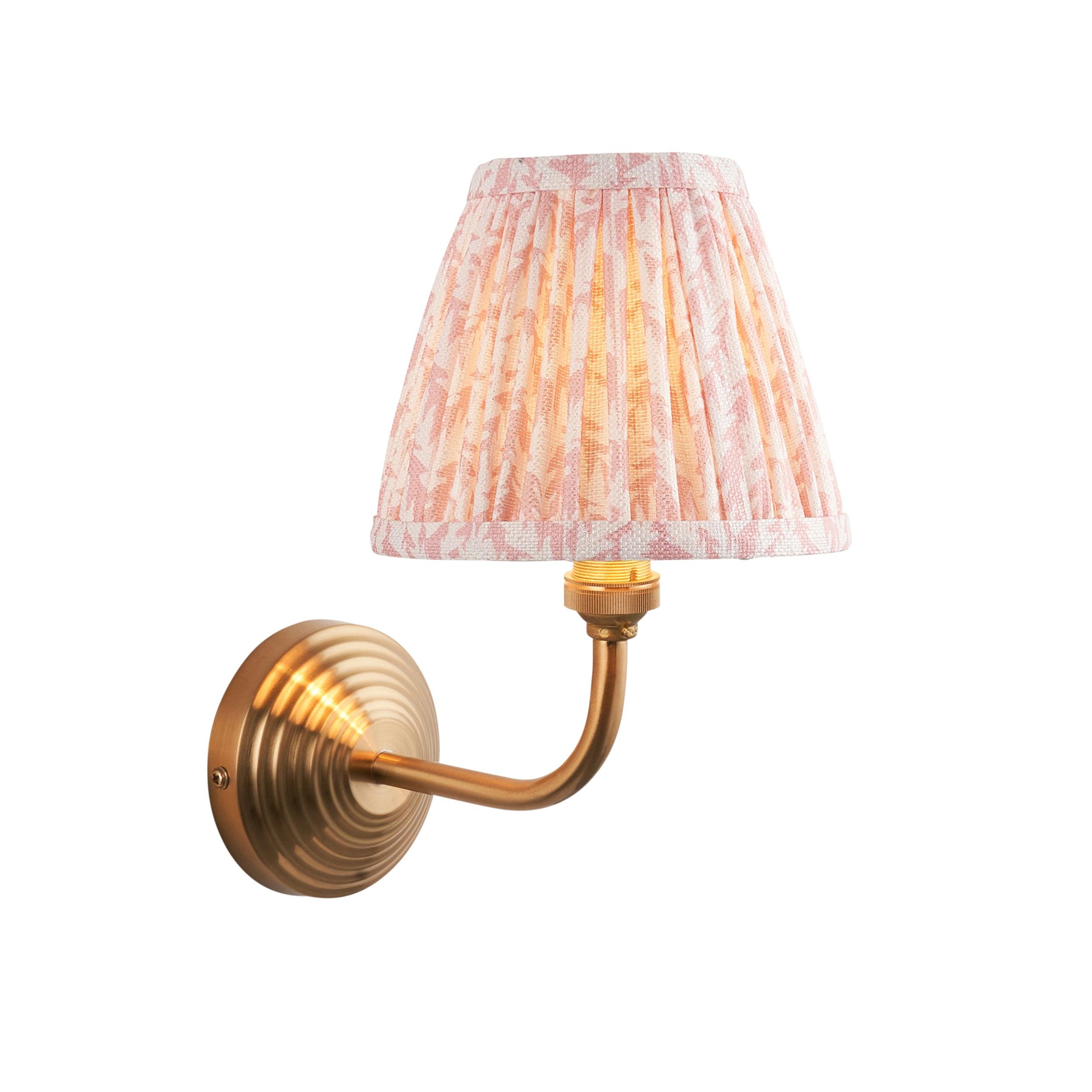 Obelisk Arc Brass Wall Light & Leaf 16cm Peachy keen Shade
