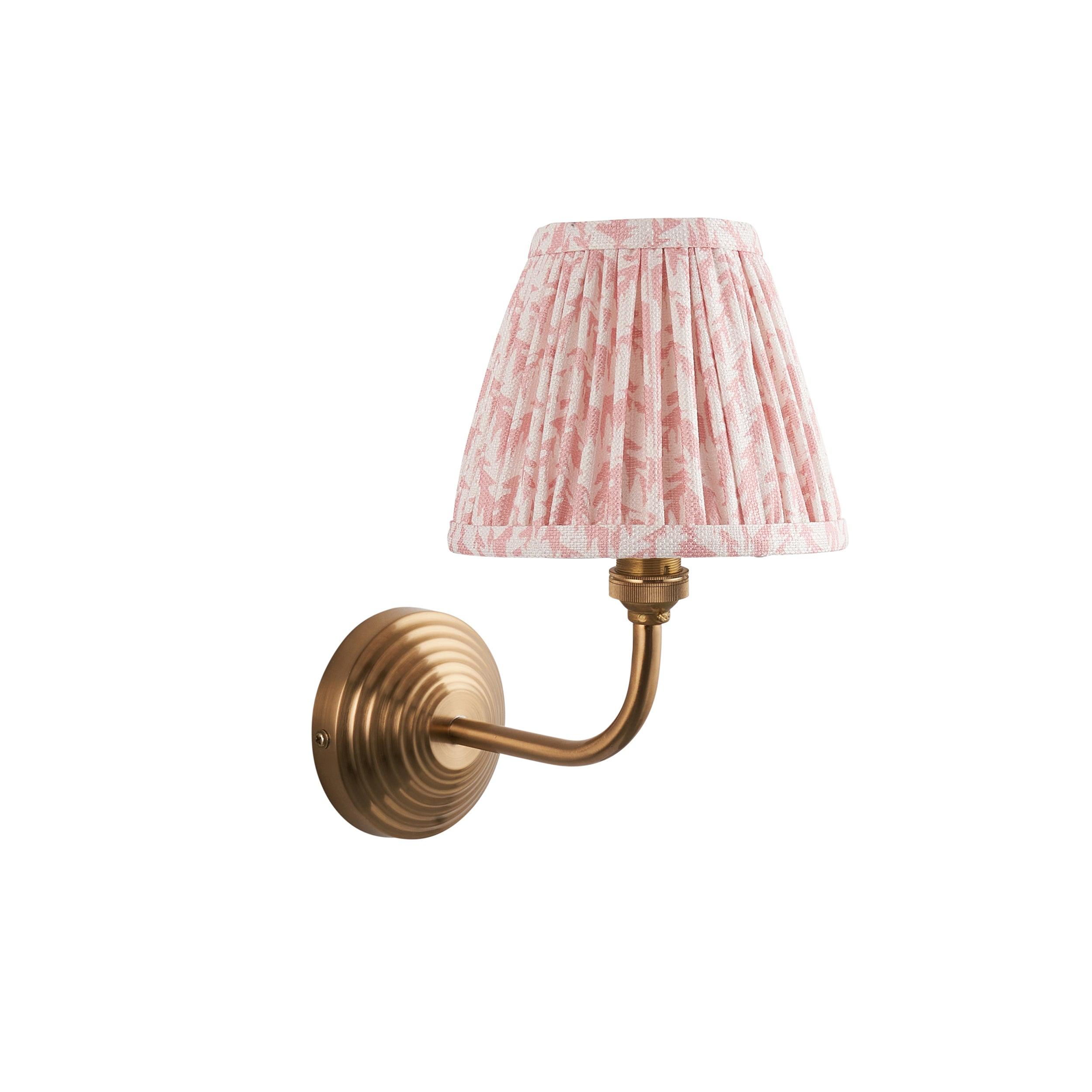 Obelisk Arc Brass Wall Light & Leaf 16cm Peachy keen Shade