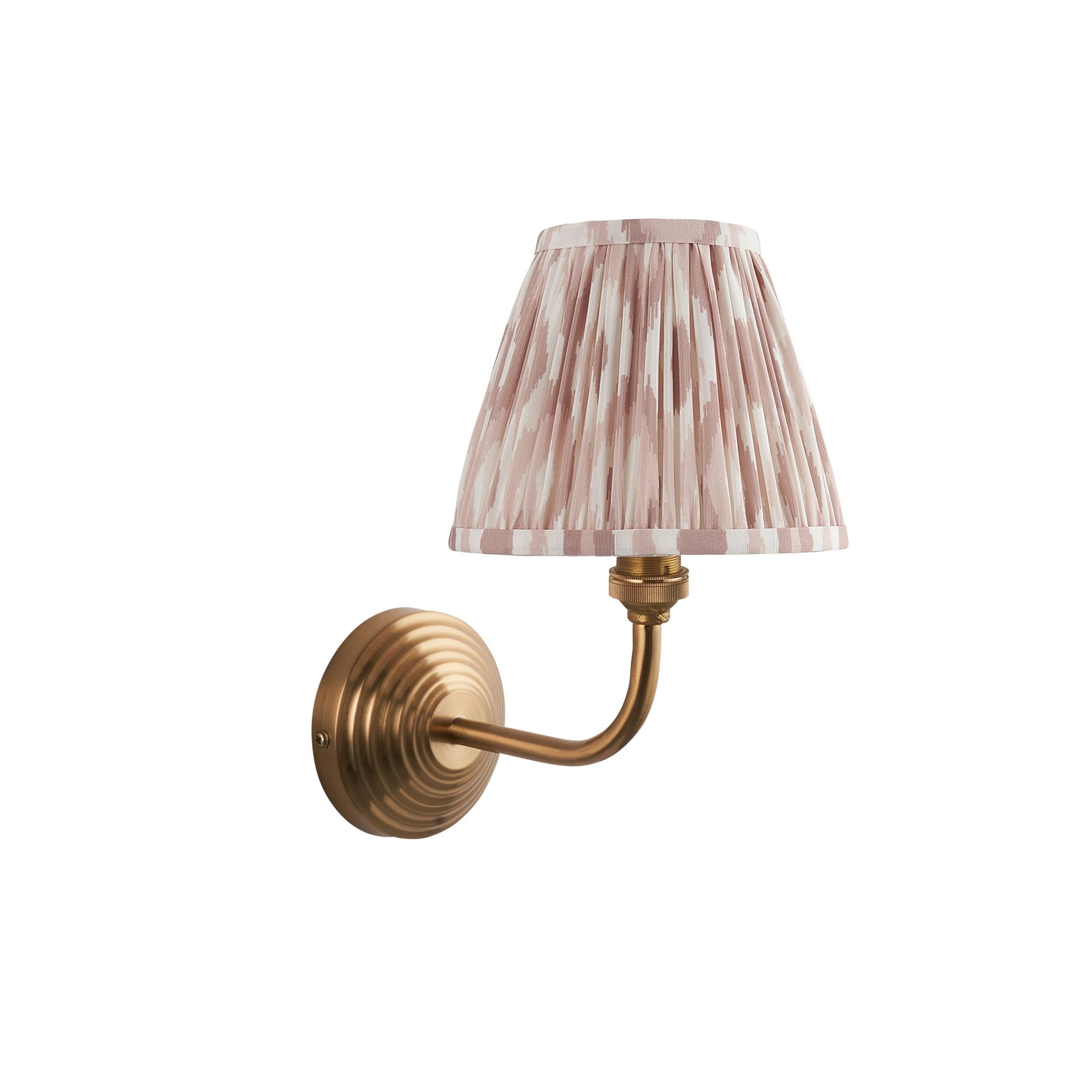 Obelisk Arc Brass Wall Light & Ikat 16cm Neutral Shade