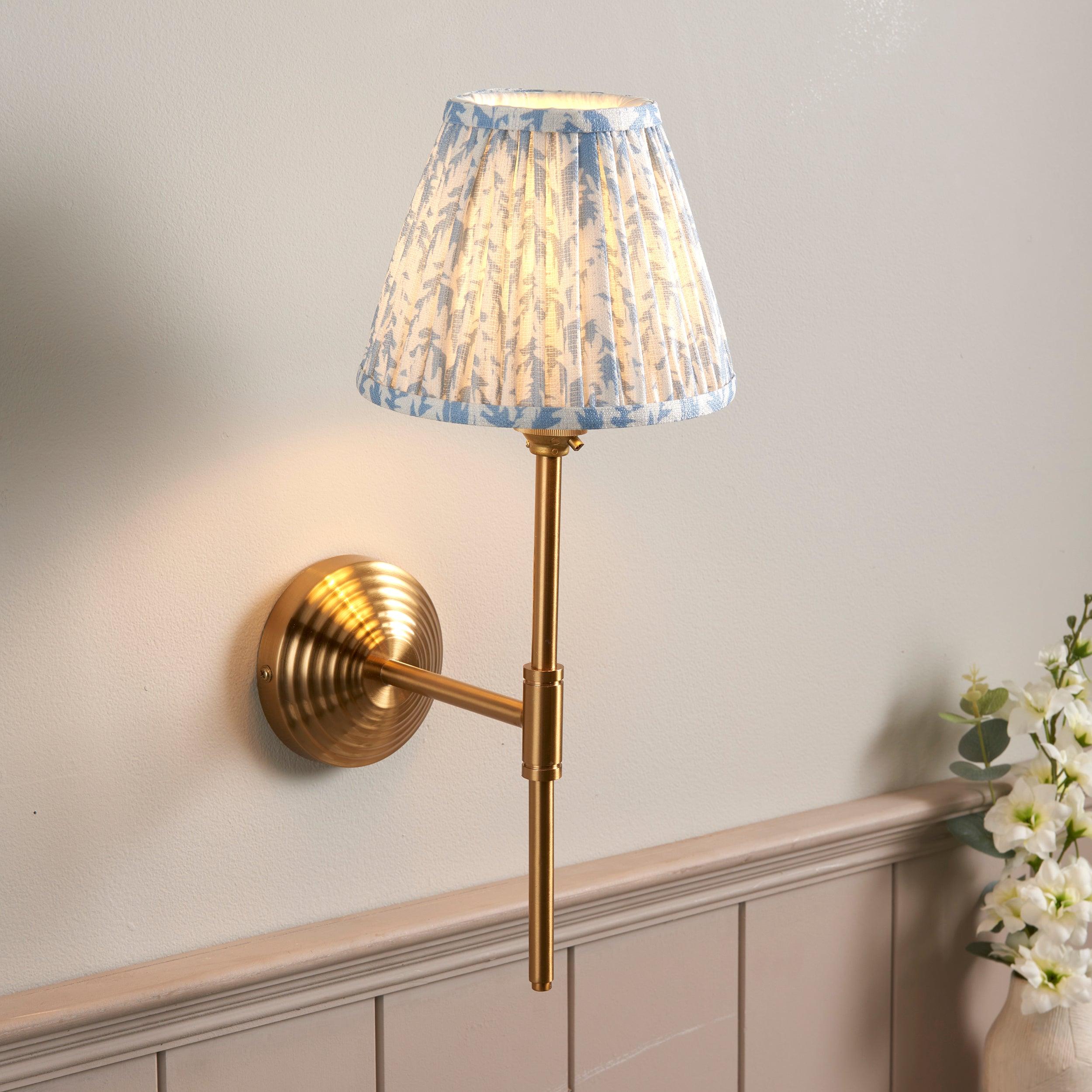 Obelisk T Bar Brass Wall Light & 16cm Shade