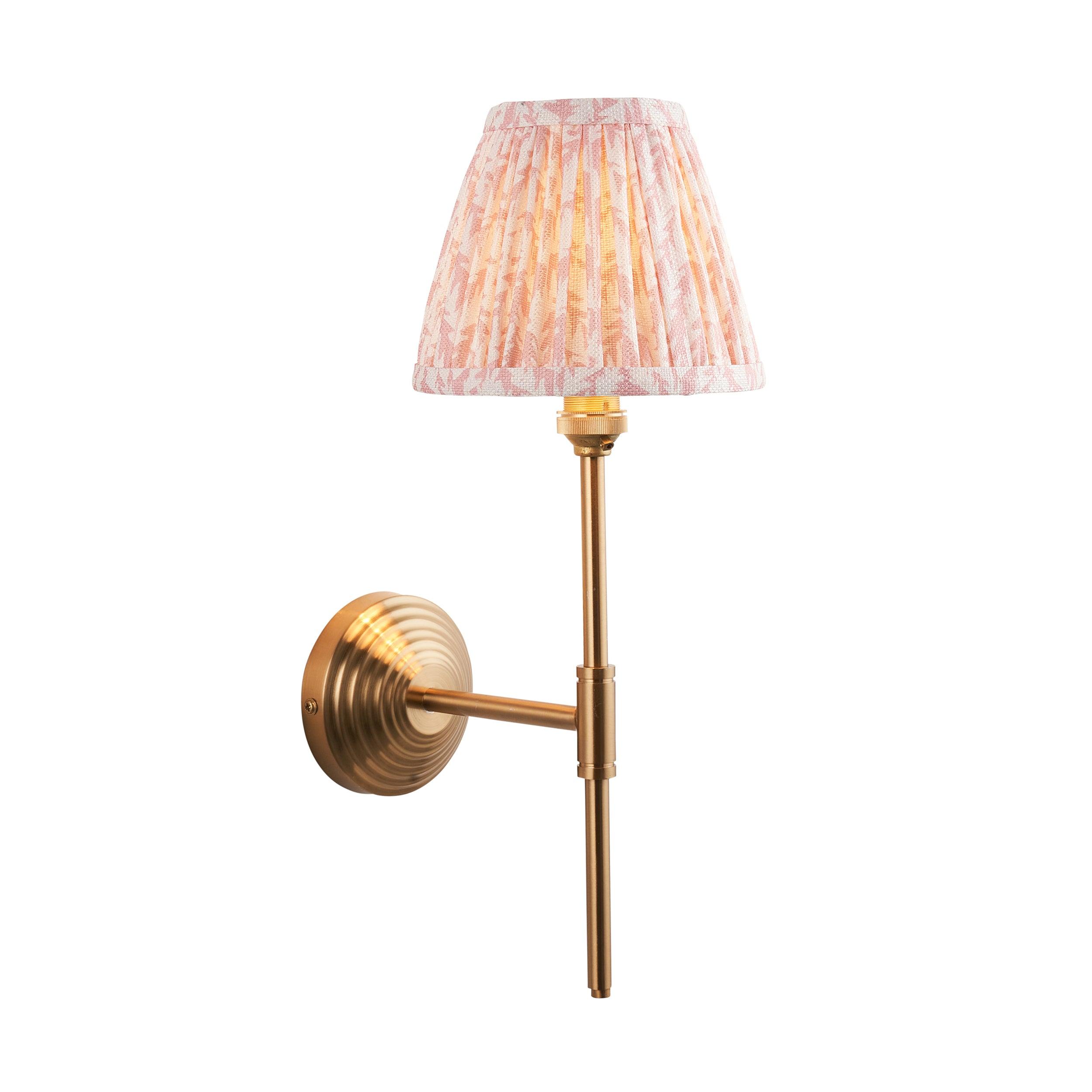 Obelisk T Bar Brass Wall Light & Leaf 16cm Peachy keen Shade