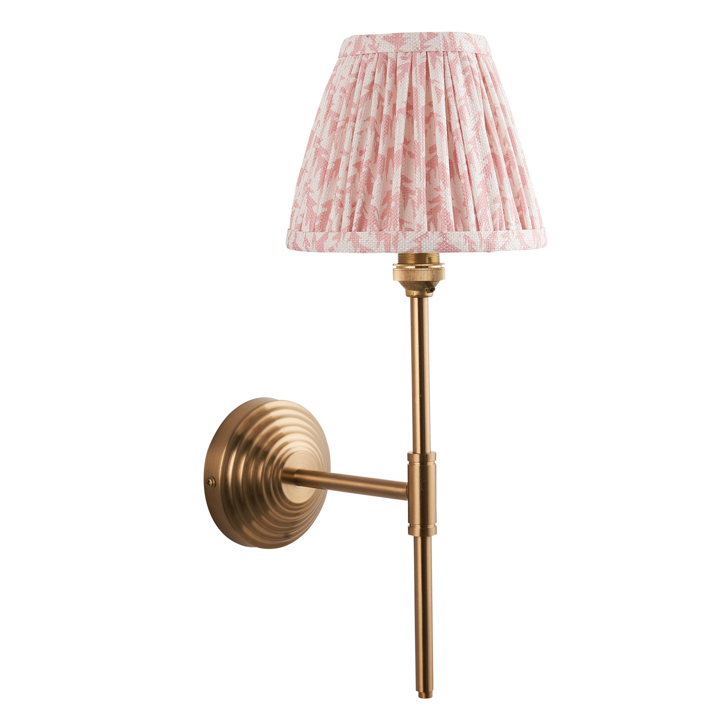 Obelisk T Bar Brass Wall Light & Leaf 16cm Peachy keen Shade