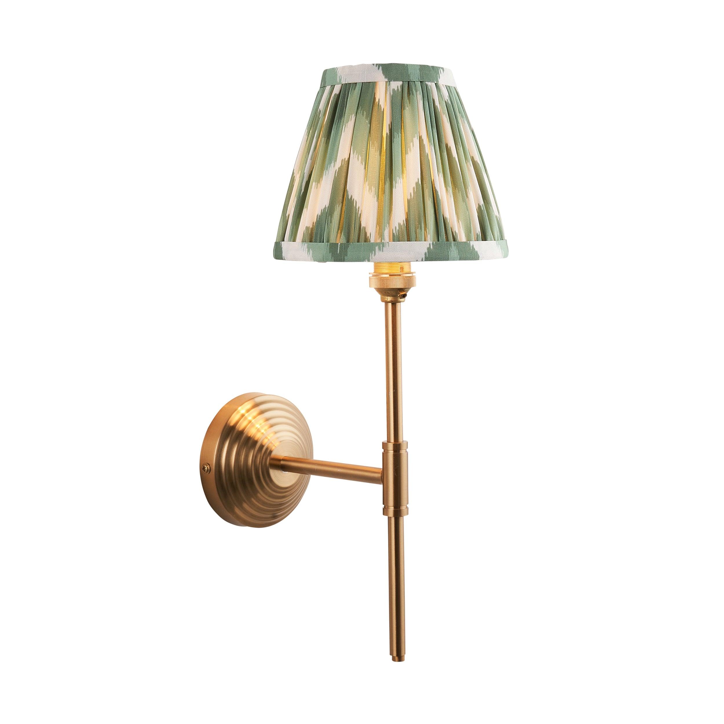 Obelisk T Bar Brass Wall Light & Zigzag 16cm Cotswold Green Shade