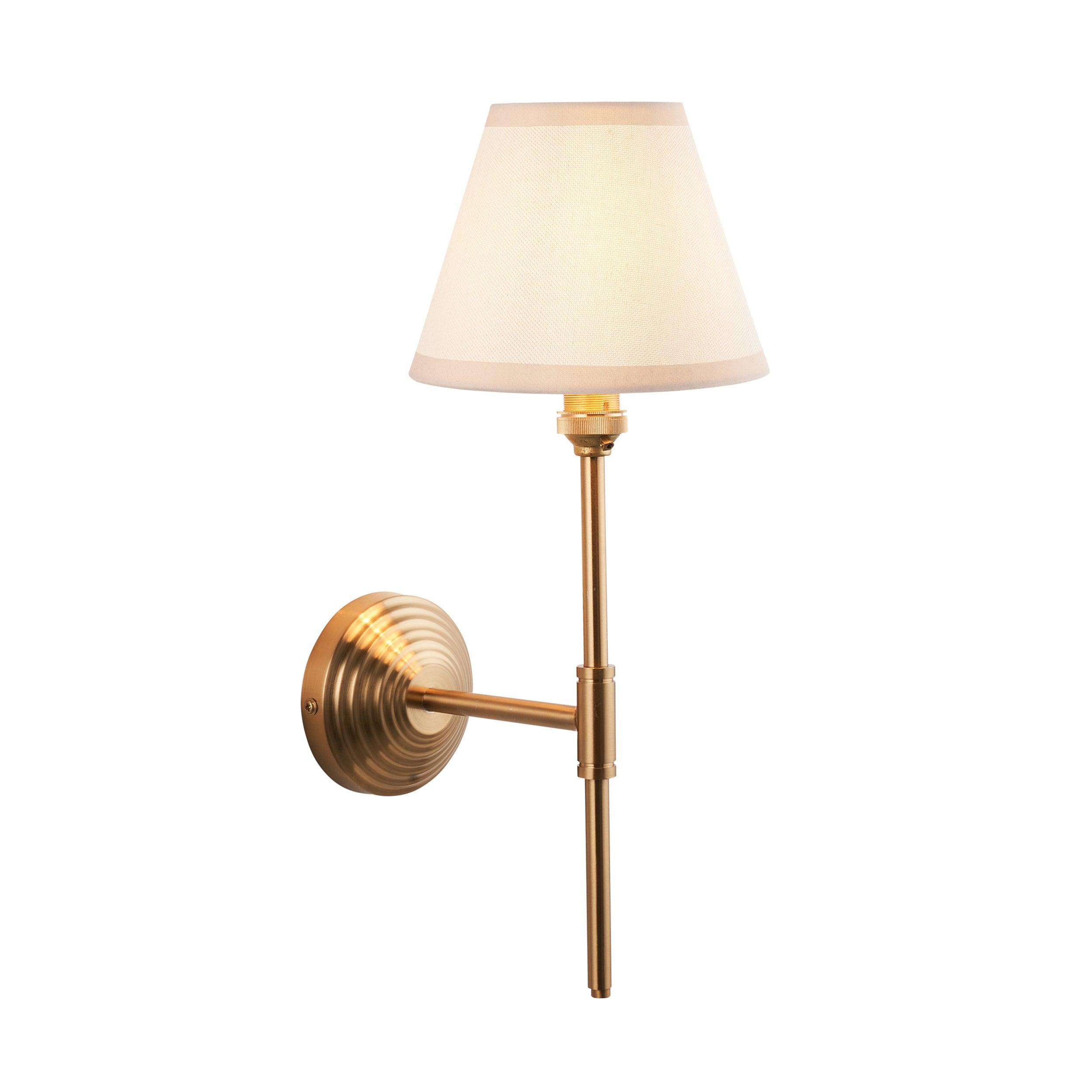 Obelisk T Bar Brass Wall Light & Ivy 16cm Vintage white Shade