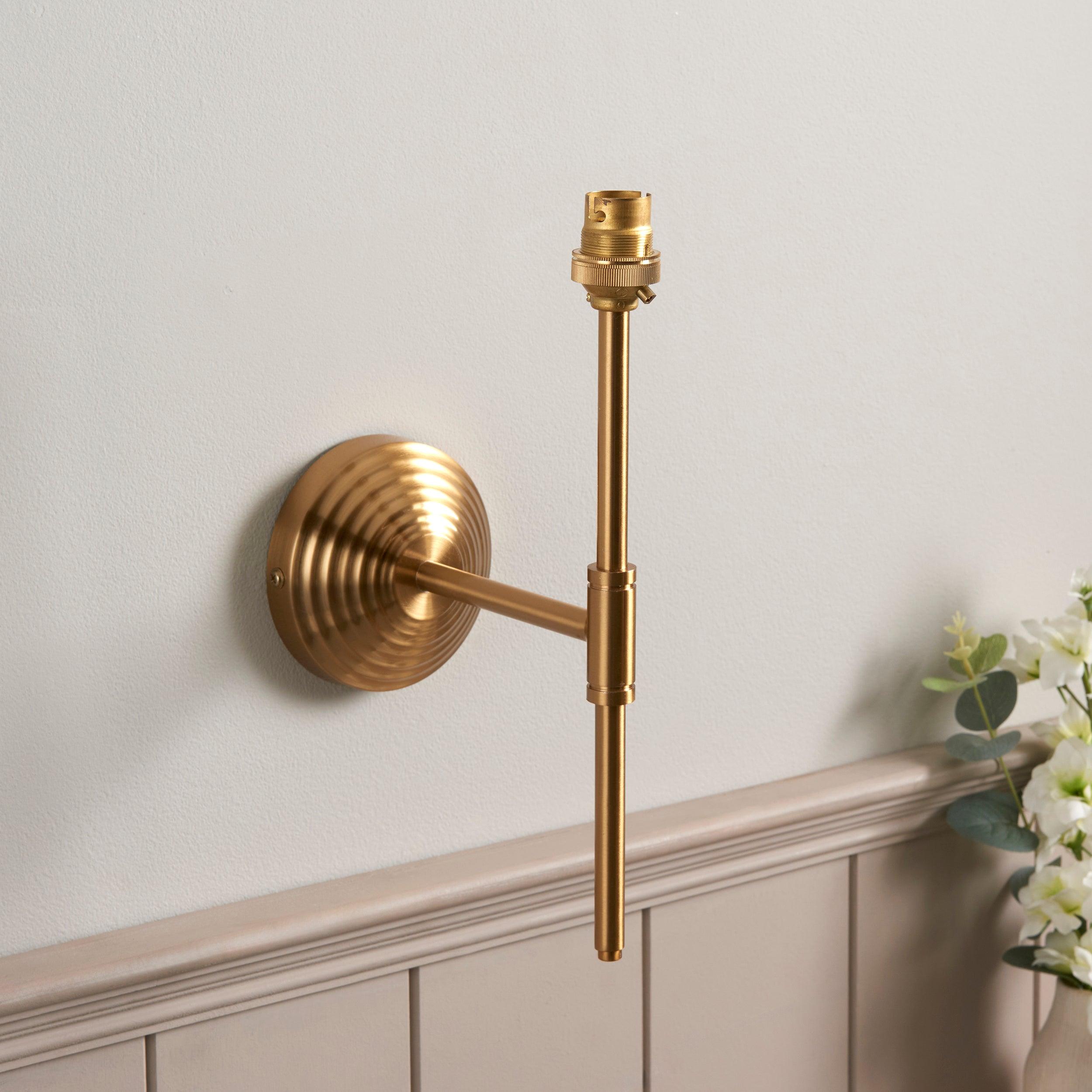 Obelisk T Bar Brass Wall Light & Ivy 16cm Vintage white Shade