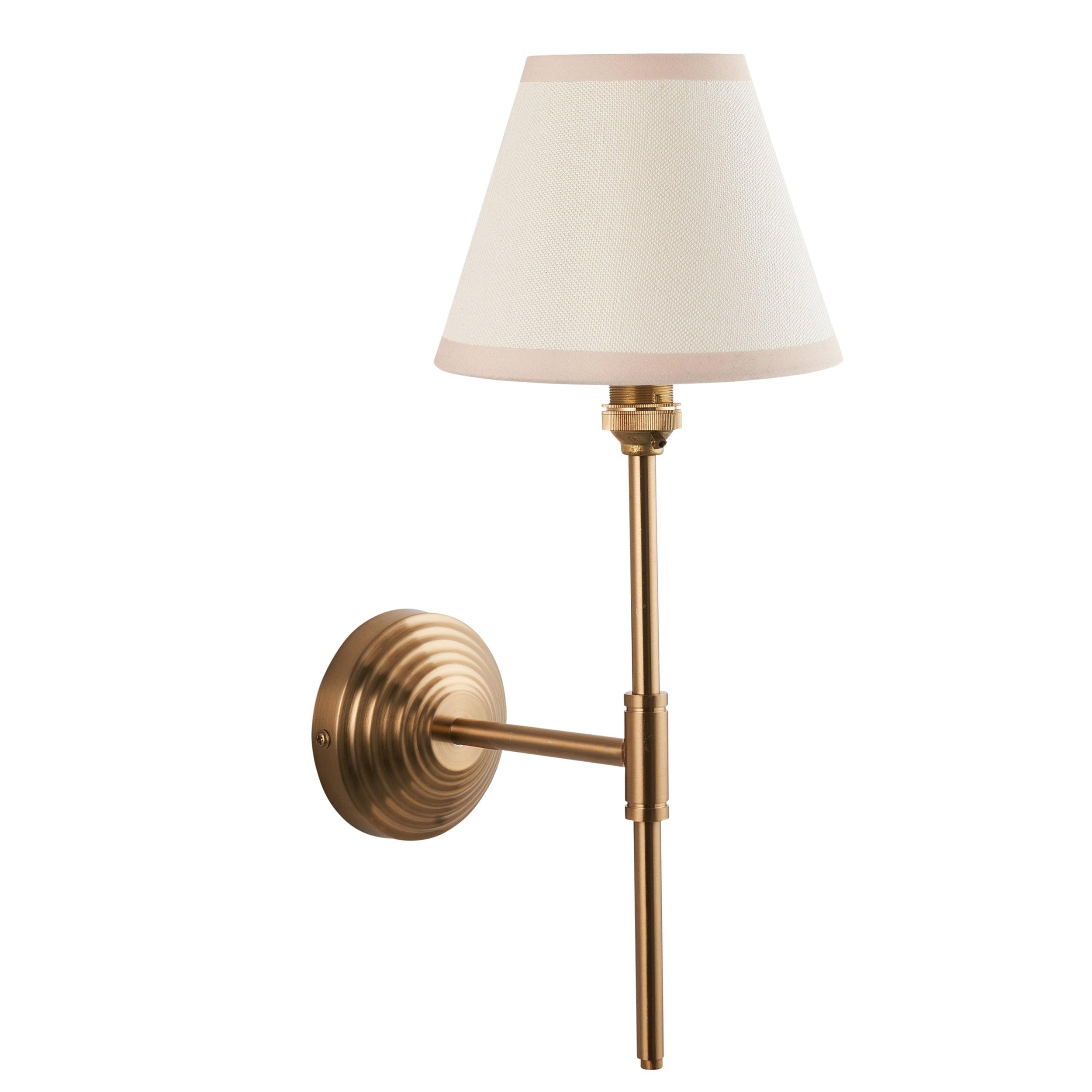 Obelisk T Bar Brass Wall Light & Ivy 16cm Vintage white Shade