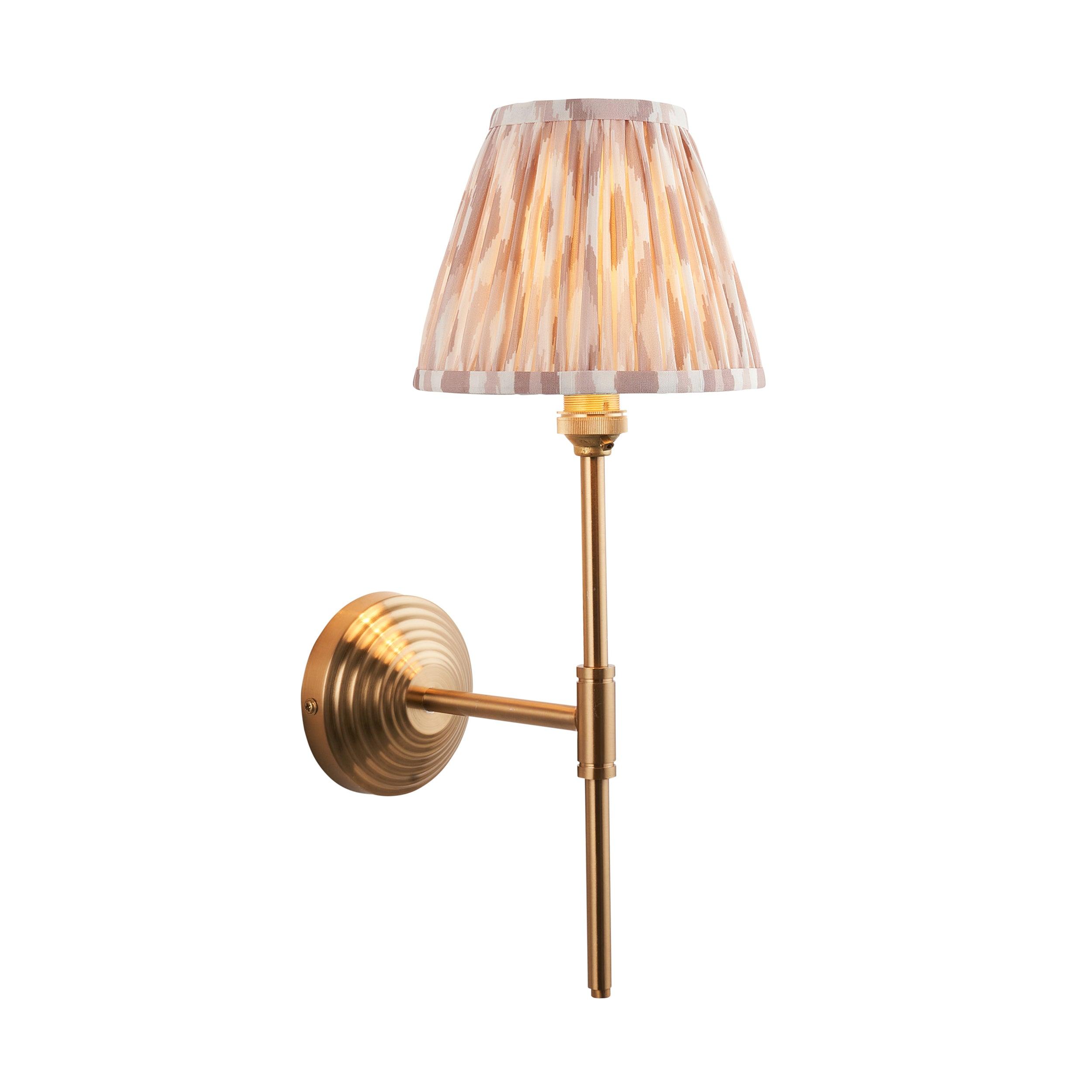 Obelisk T Bar Brass Wall Light & Ikat 16cm Neutral Shade