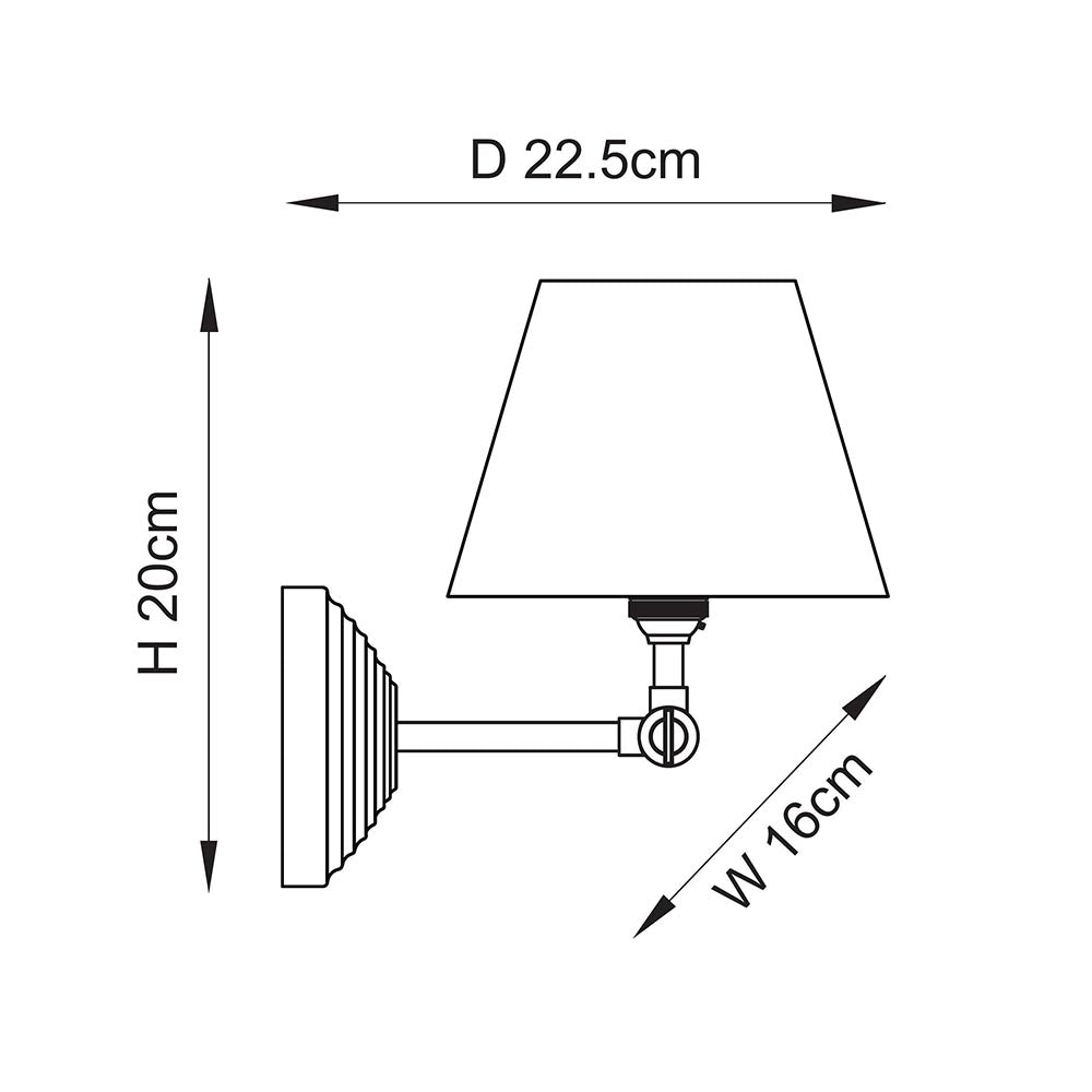 Obelisk Brass Wall Light Wing & 16cm Shade