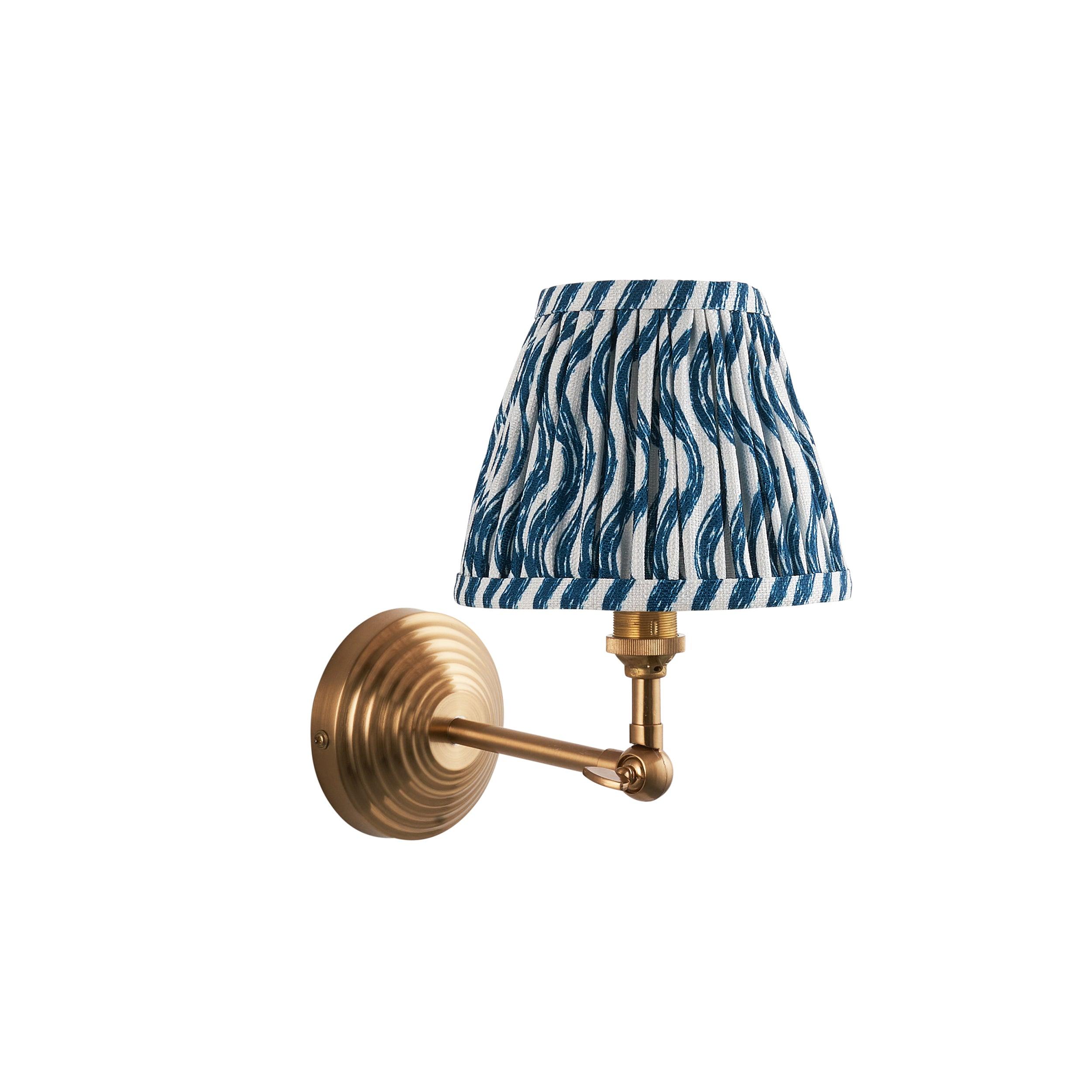 Obelisk Brass Wall Light Wing & Ripple 16cm Marlin Blue Shade